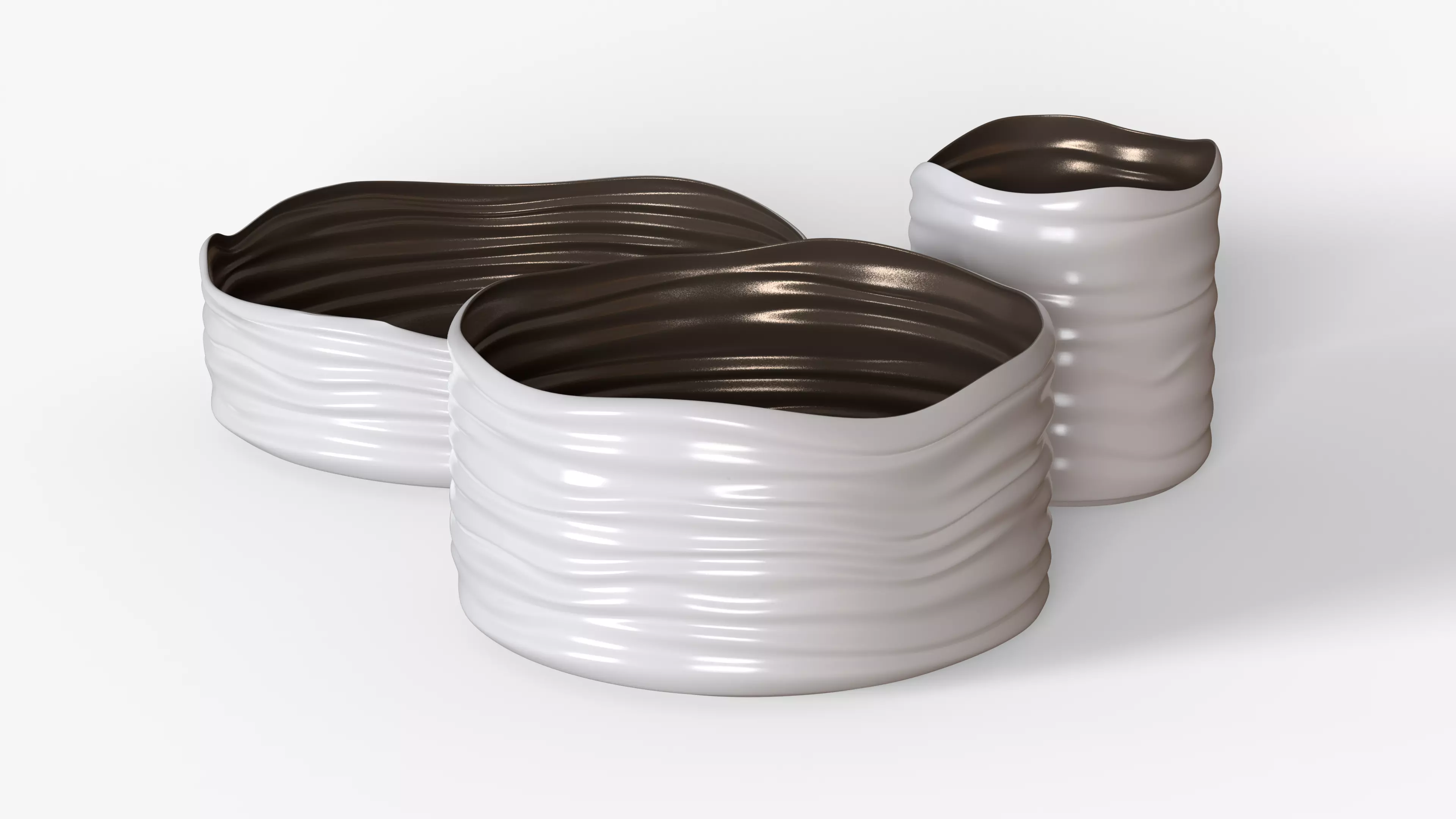 White Plastic Basket Set 3D model_3