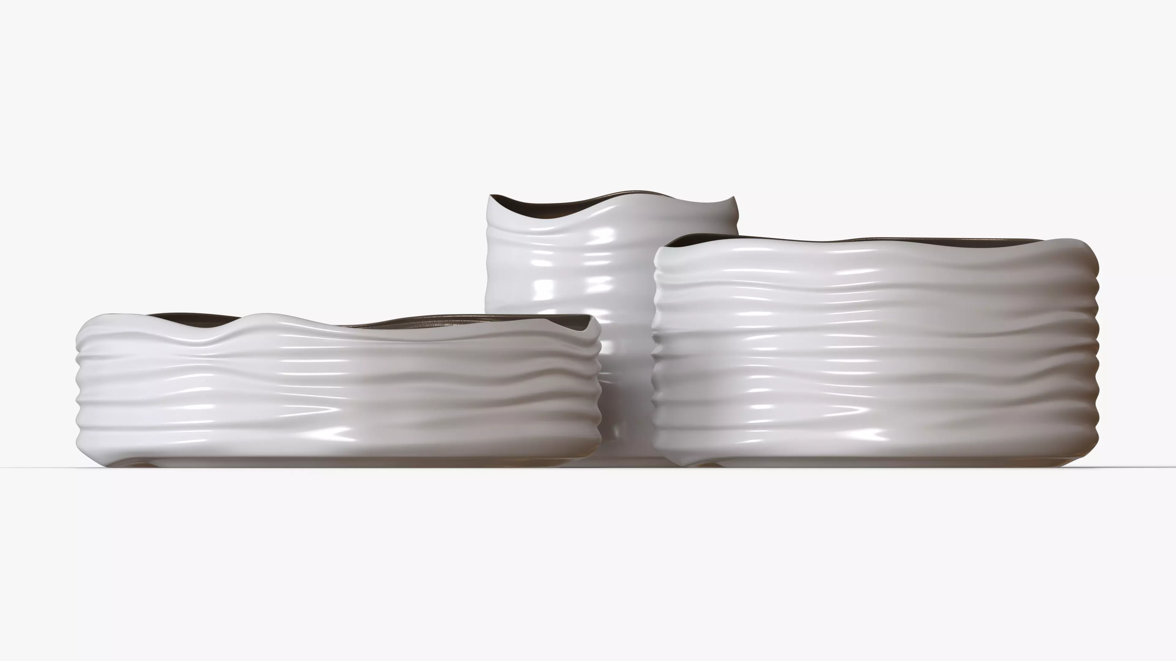 White Plastic Basket Set 3D model_6