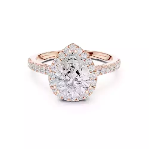 Pear Cut Halo Diamond Art Deco Wedding Ring 3DM STL Video