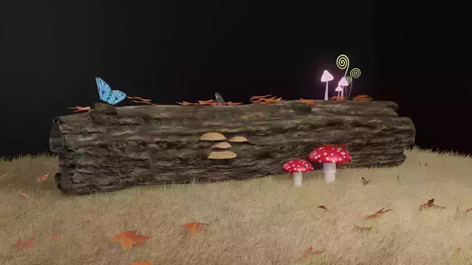 Enchanted Forest Log - Stylized 3D Asset