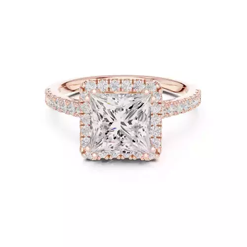 Princess Cut Halo Diamond Art Deco Wedding Ring 3DM STL Video