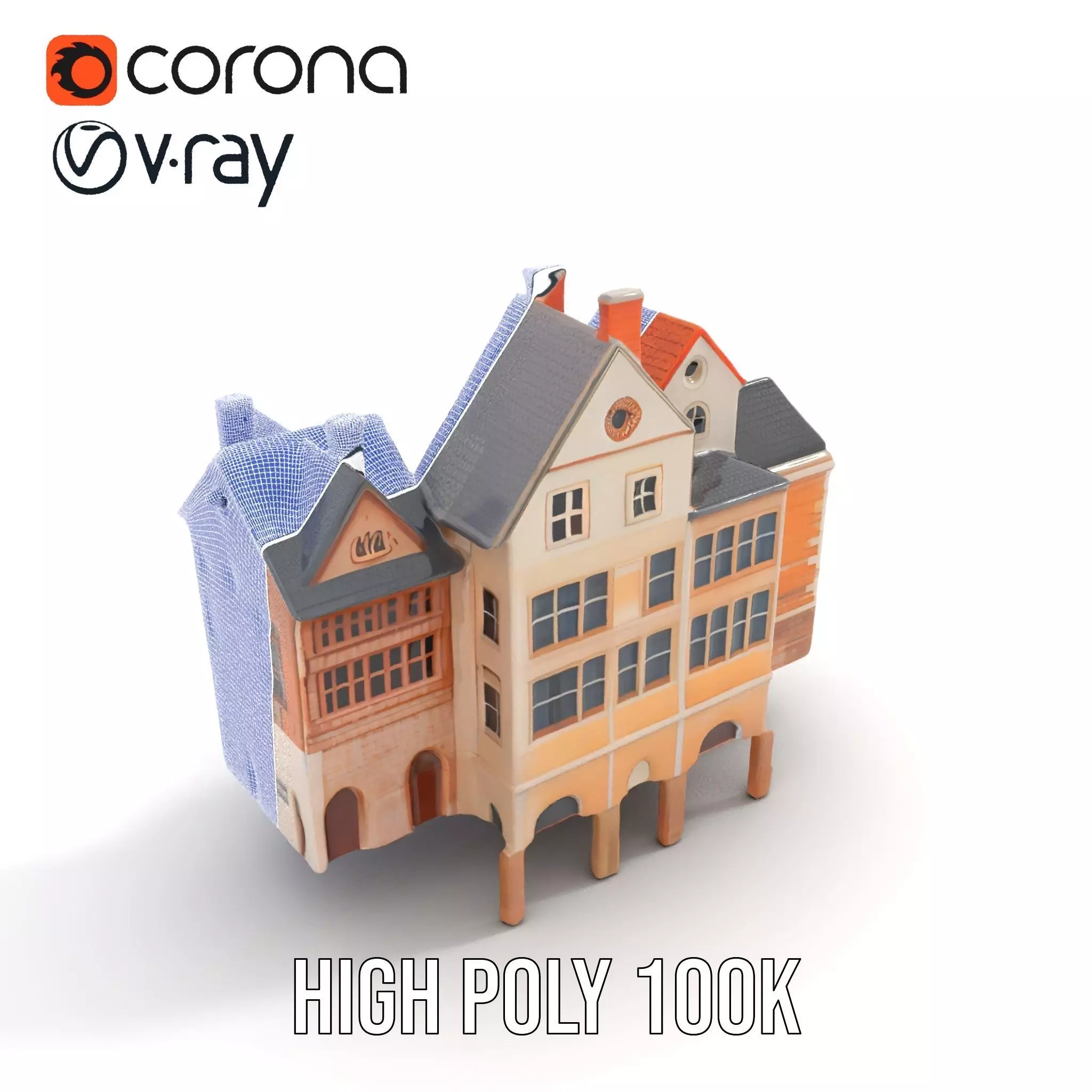 Charming Brick Facade model pack Low-poly 3D model_17