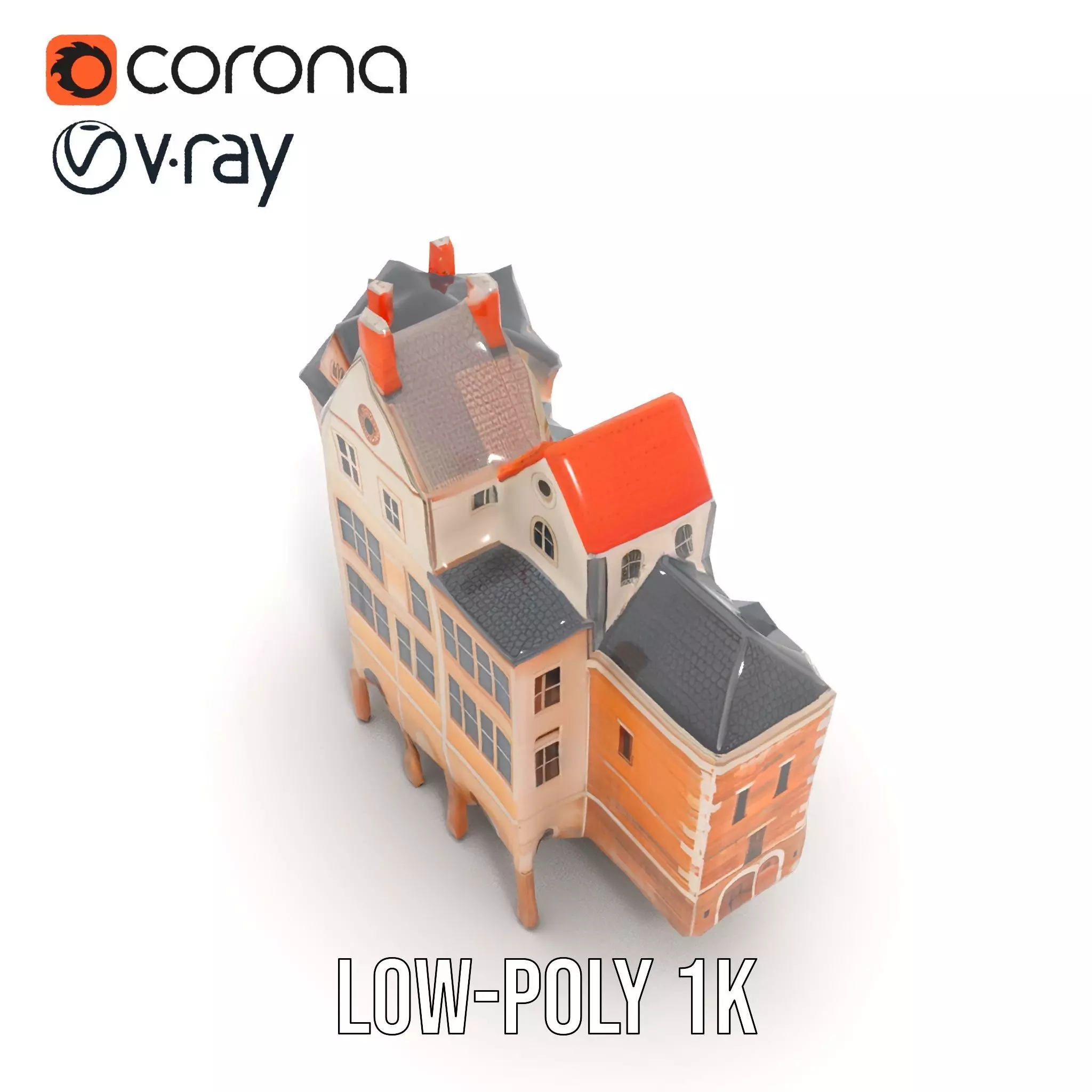 Charming Brick Facade model pack Low-poly 3D model_25