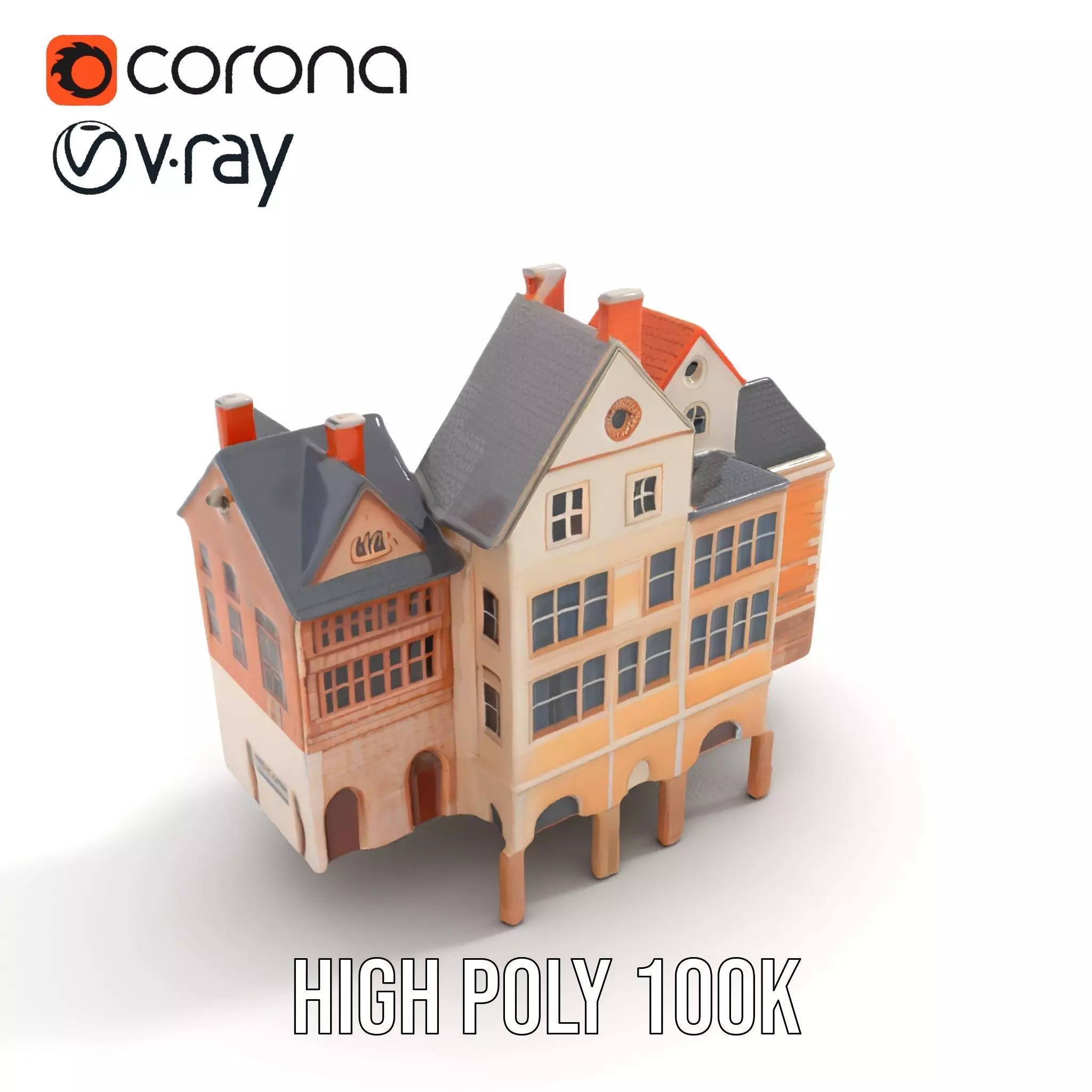 Charming Brick Facade model pack Low-poly 3D model_29