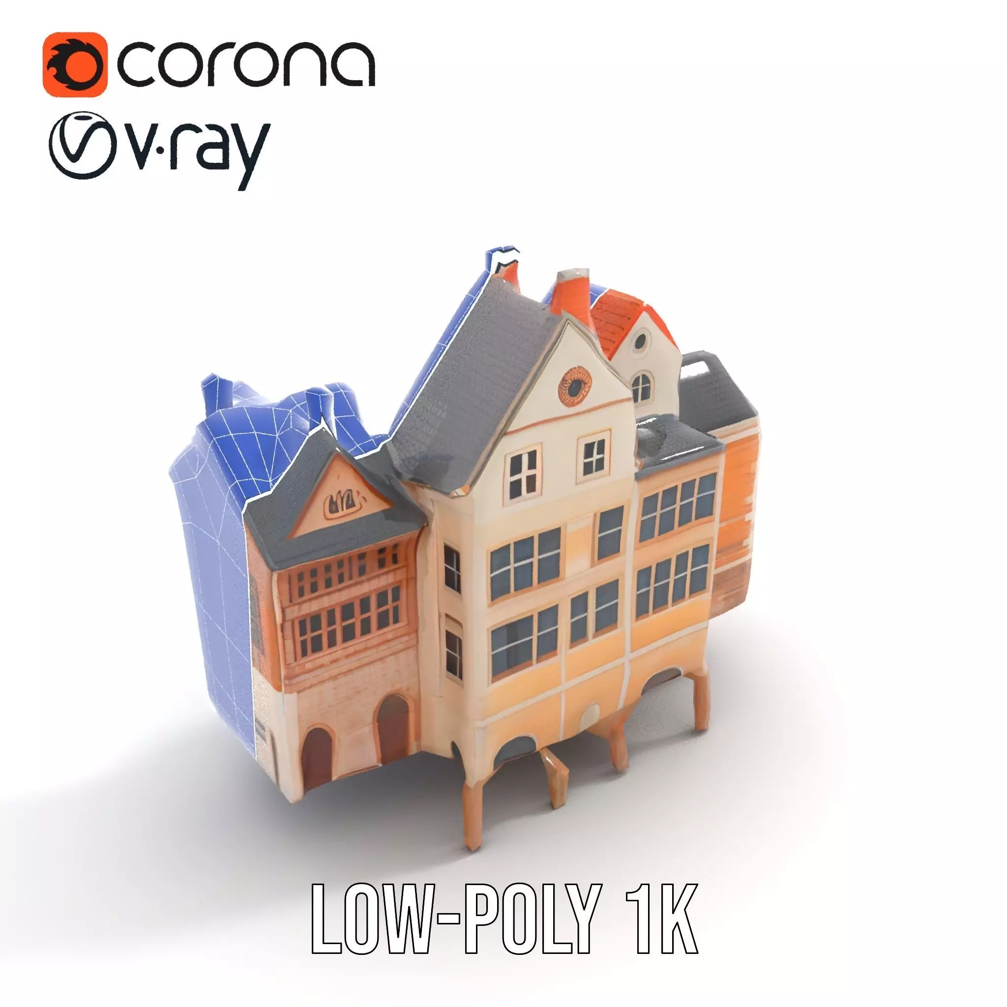 Charming Brick Facade model pack Low-poly 3D model_7