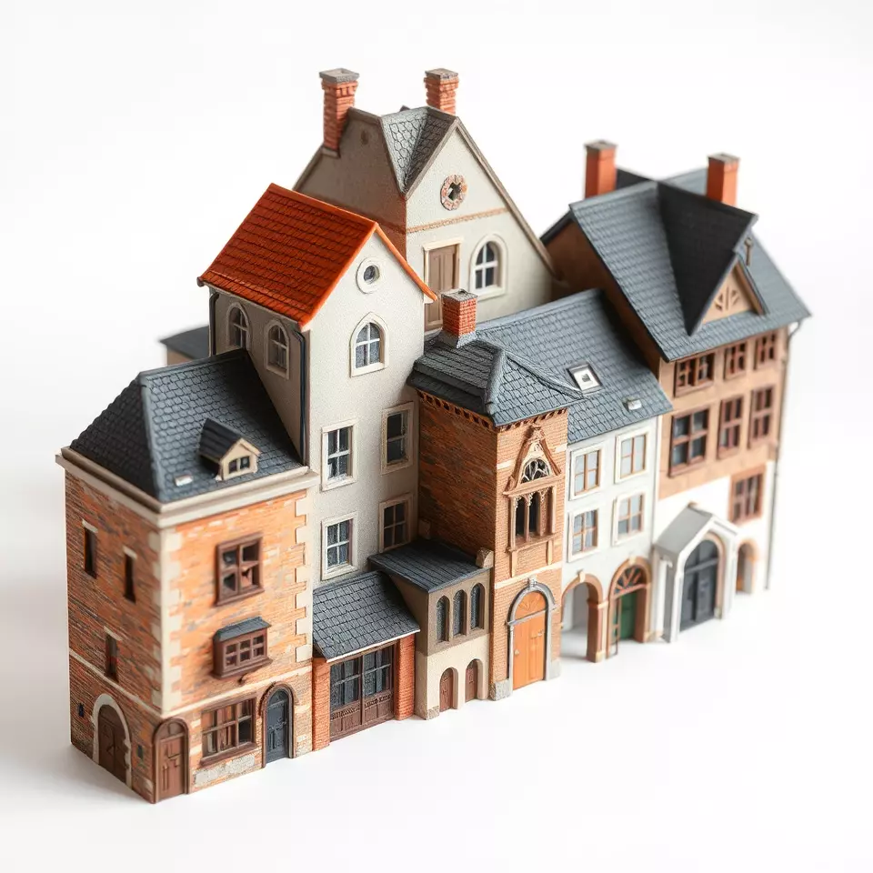 Charming Brick Facade model pack Low-poly 3D model_2