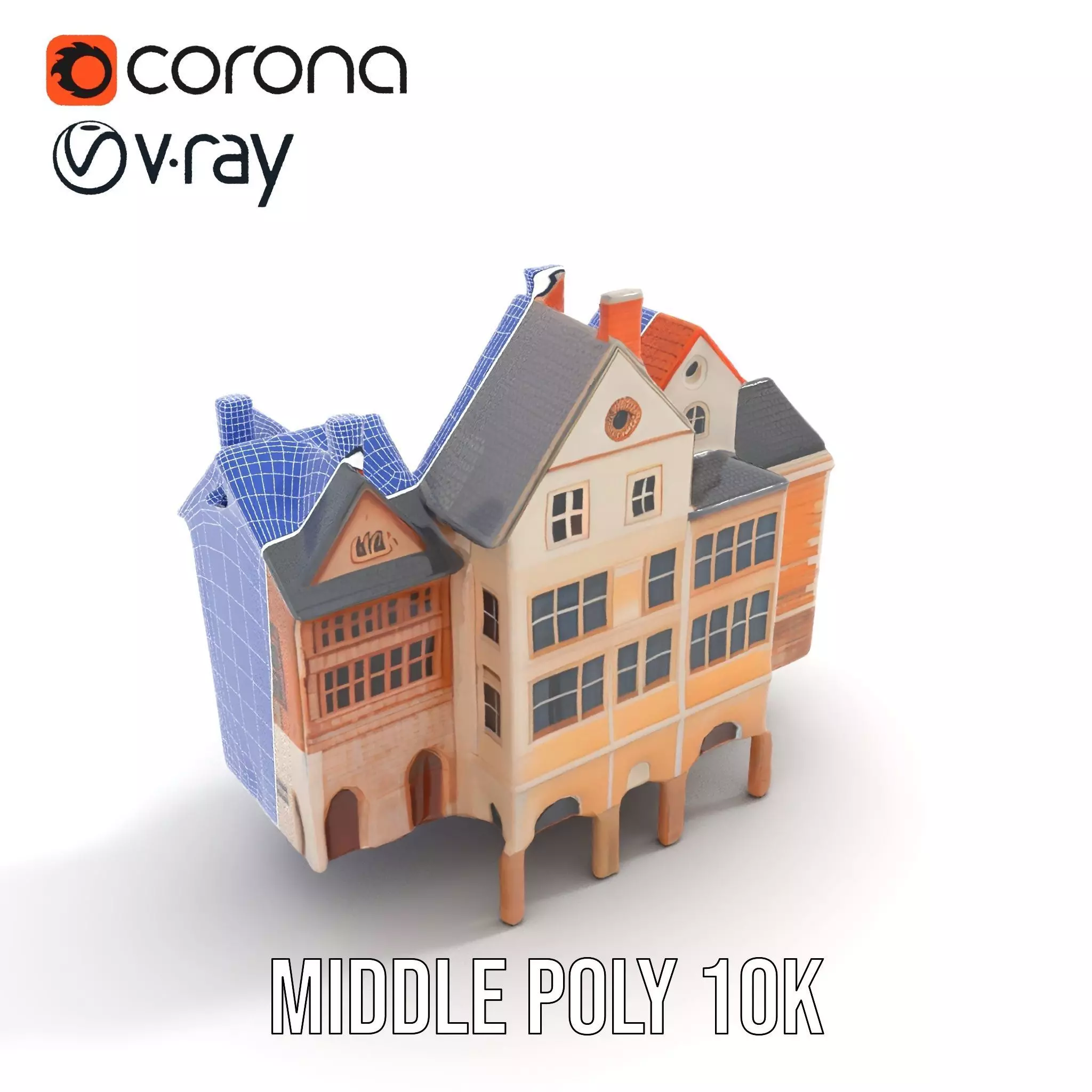 Charming Brick Facade model pack Low-poly 3D model_13