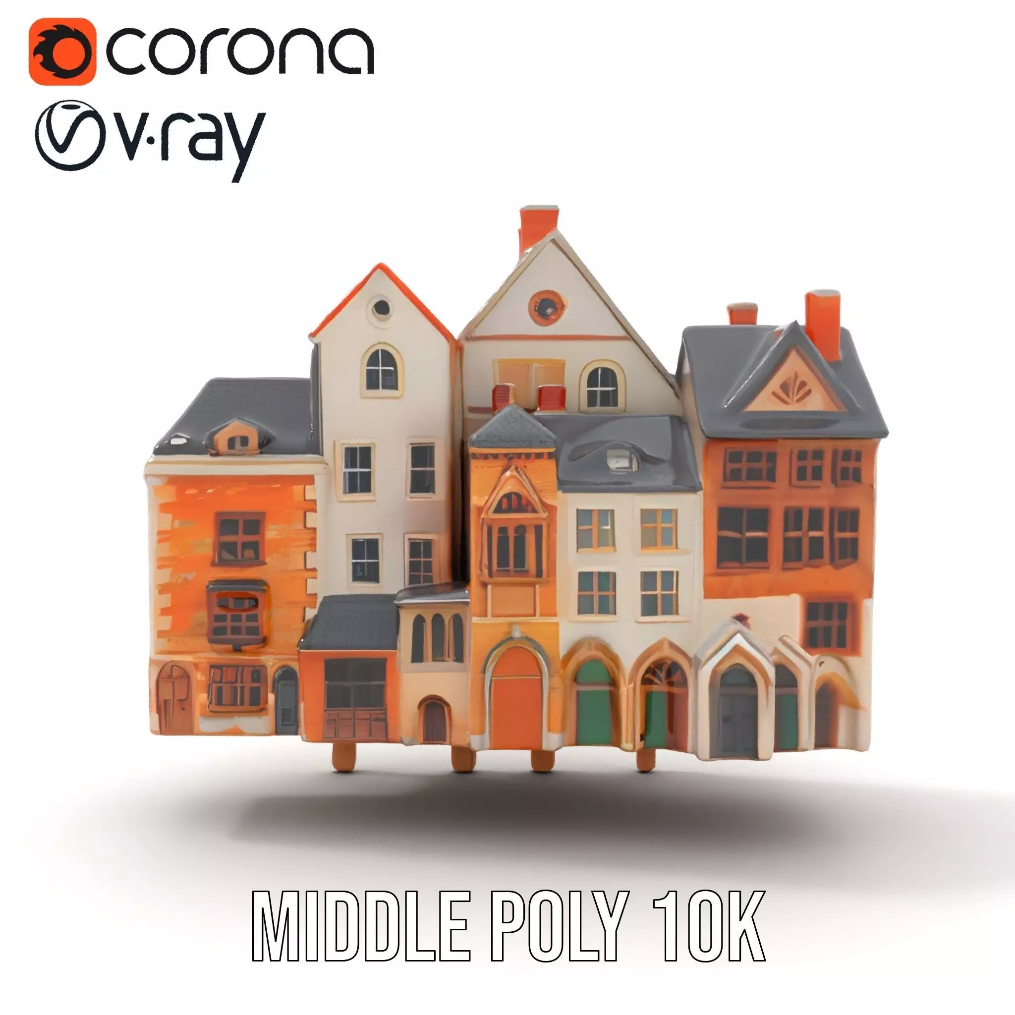 Charming Brick Facade model pack Low-poly 3D model_21