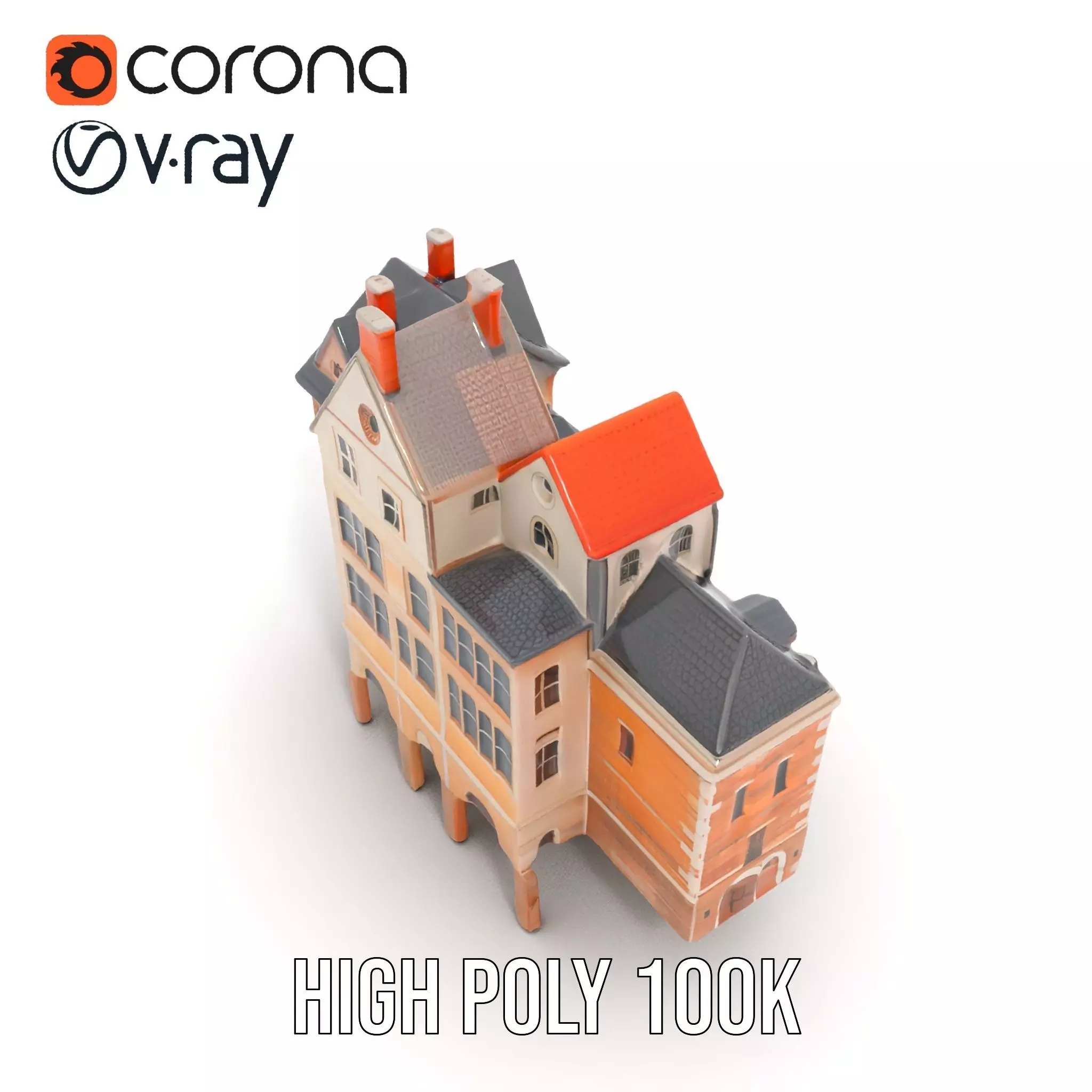 Charming Brick Facade model pack Low-poly 3D model_20