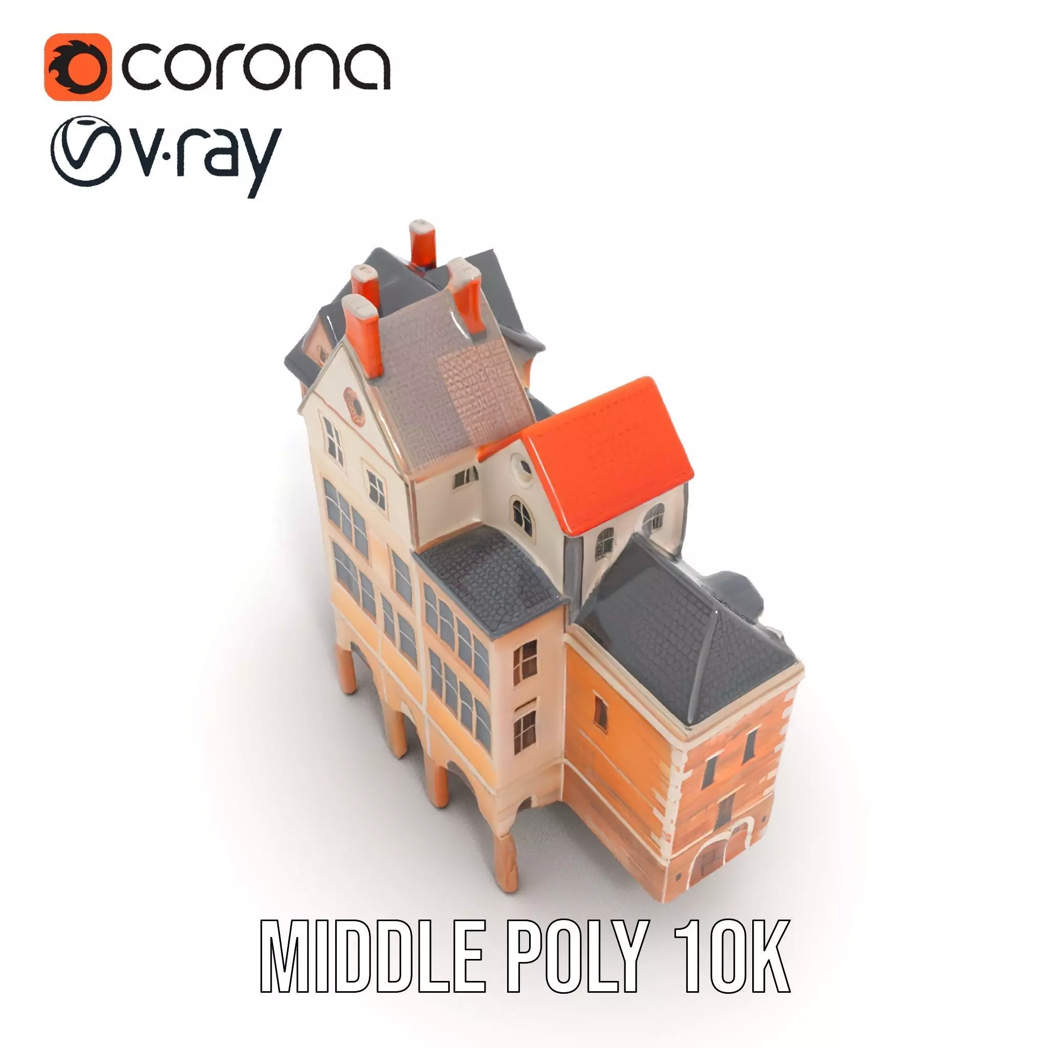 Charming Brick Facade model pack Low-poly 3D model_11