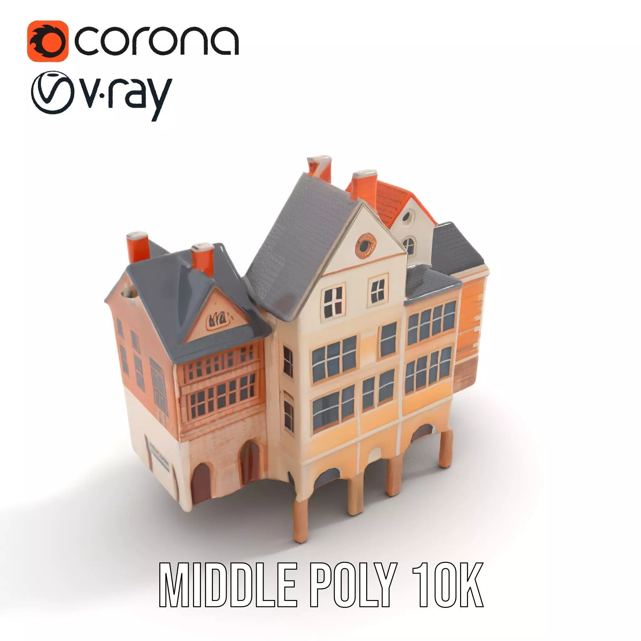 Charming Brick Facade model pack Low-poly 3D model_6