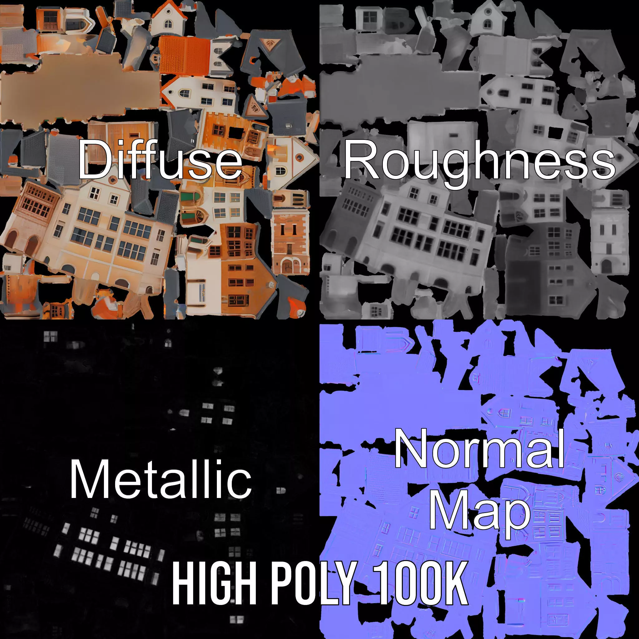 Charming Brick Facade model pack Low-poly 3D model_3