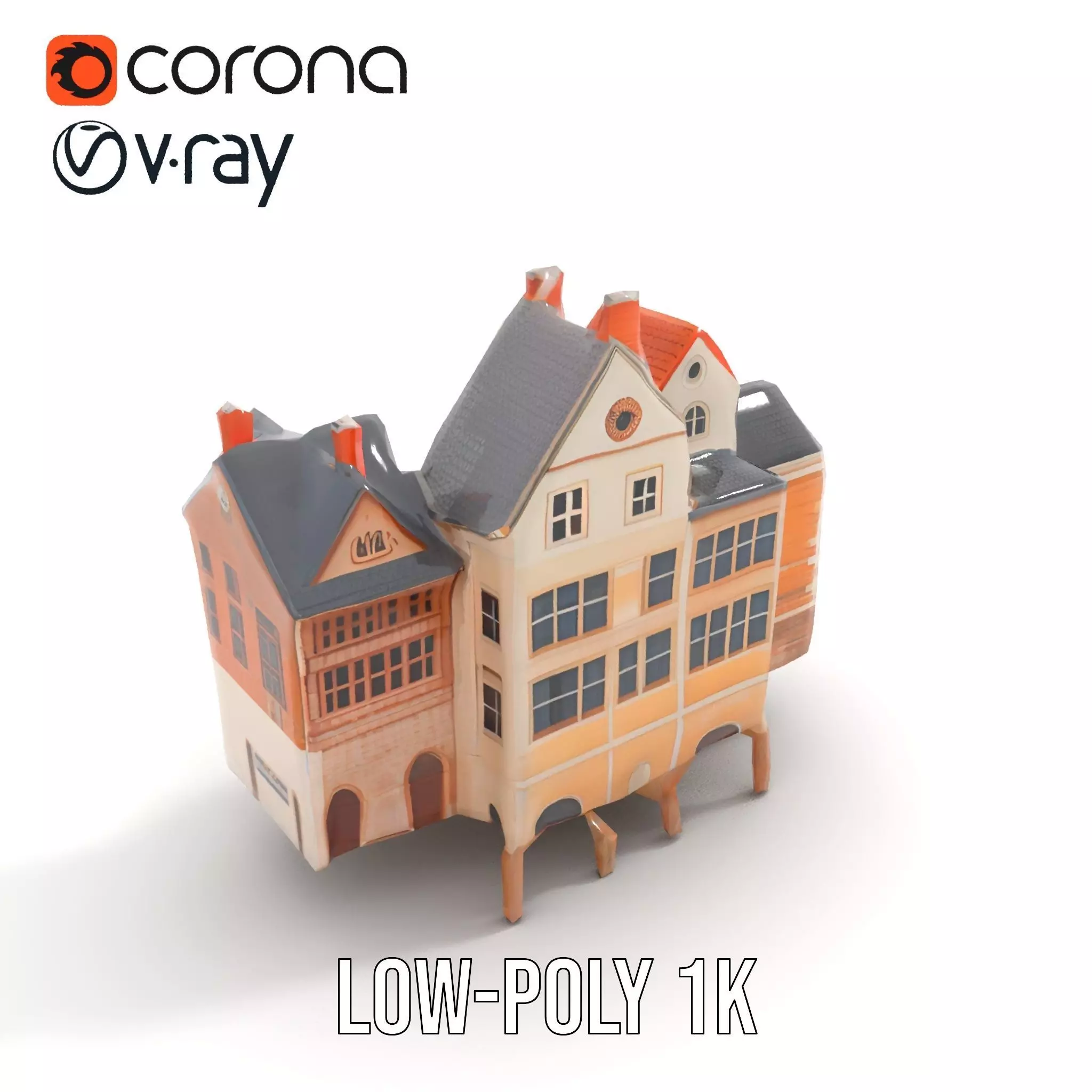 Charming Brick Facade model pack Low-poly 3D model_16