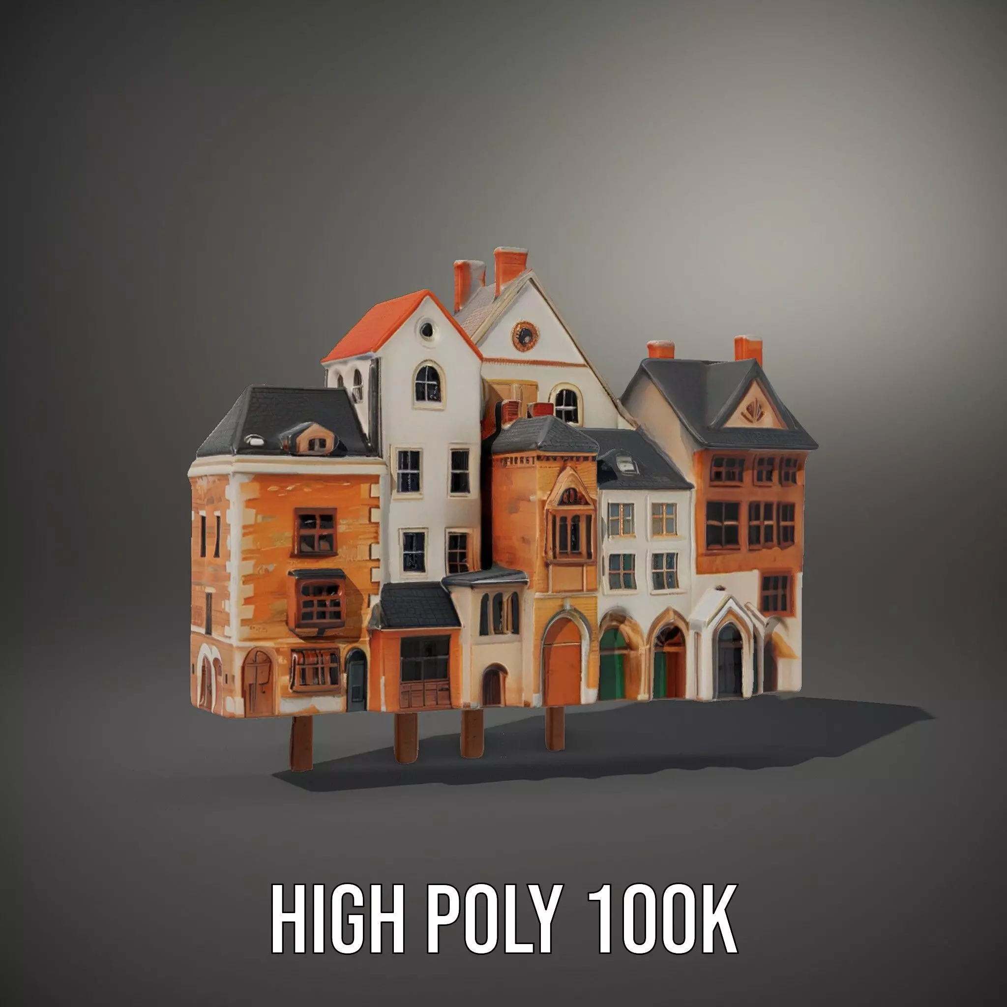 Charming Brick Facade model pack Low-poly 3D model_8