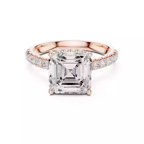 Asscher Cut Hidden Halo Pave Diamond Bridge Ring 3DM STL Video 3D print model Asscher Cut Hidden Halo Pave Diamond Bridge Ring 3DM STL Video 3D print model