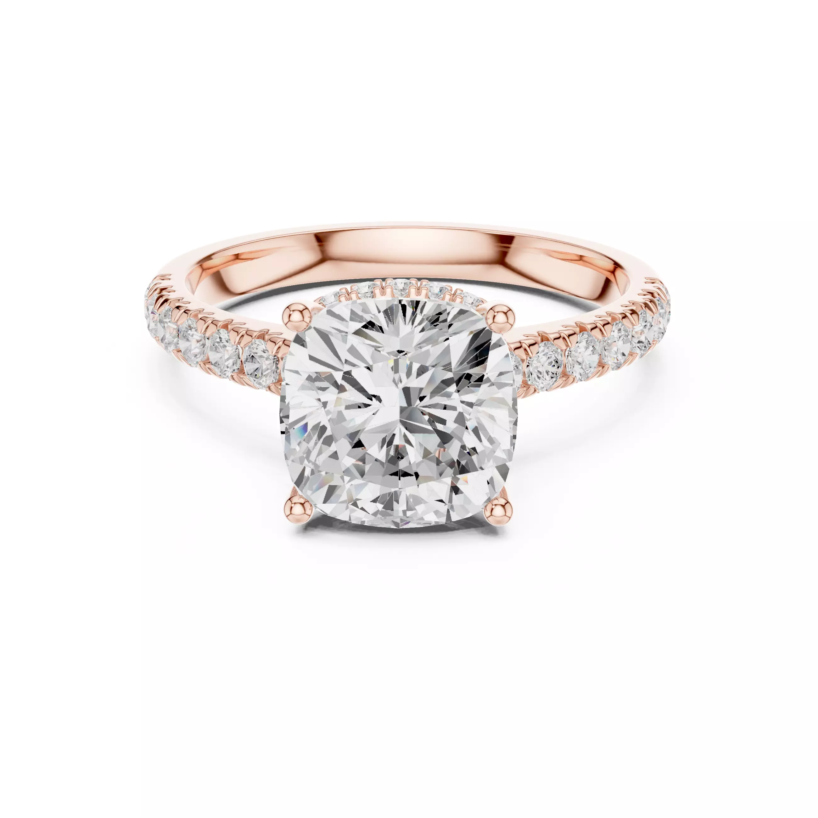 Cushion Cut Hidden Halo Pave Diamond Bridge Ring 3DM STL Video 3D print model_0