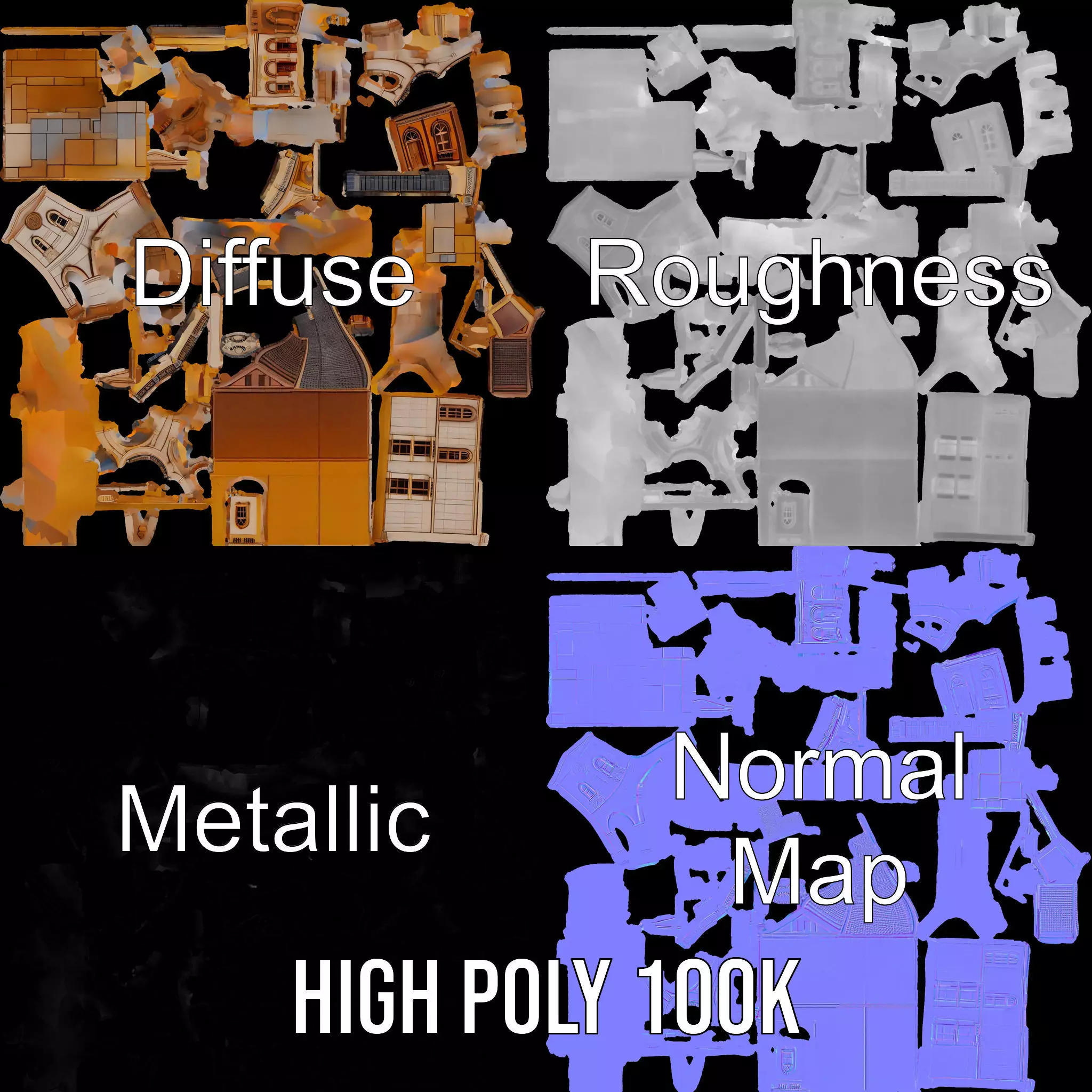 Mediterranean Villa model pack Low-poly 3D model_4