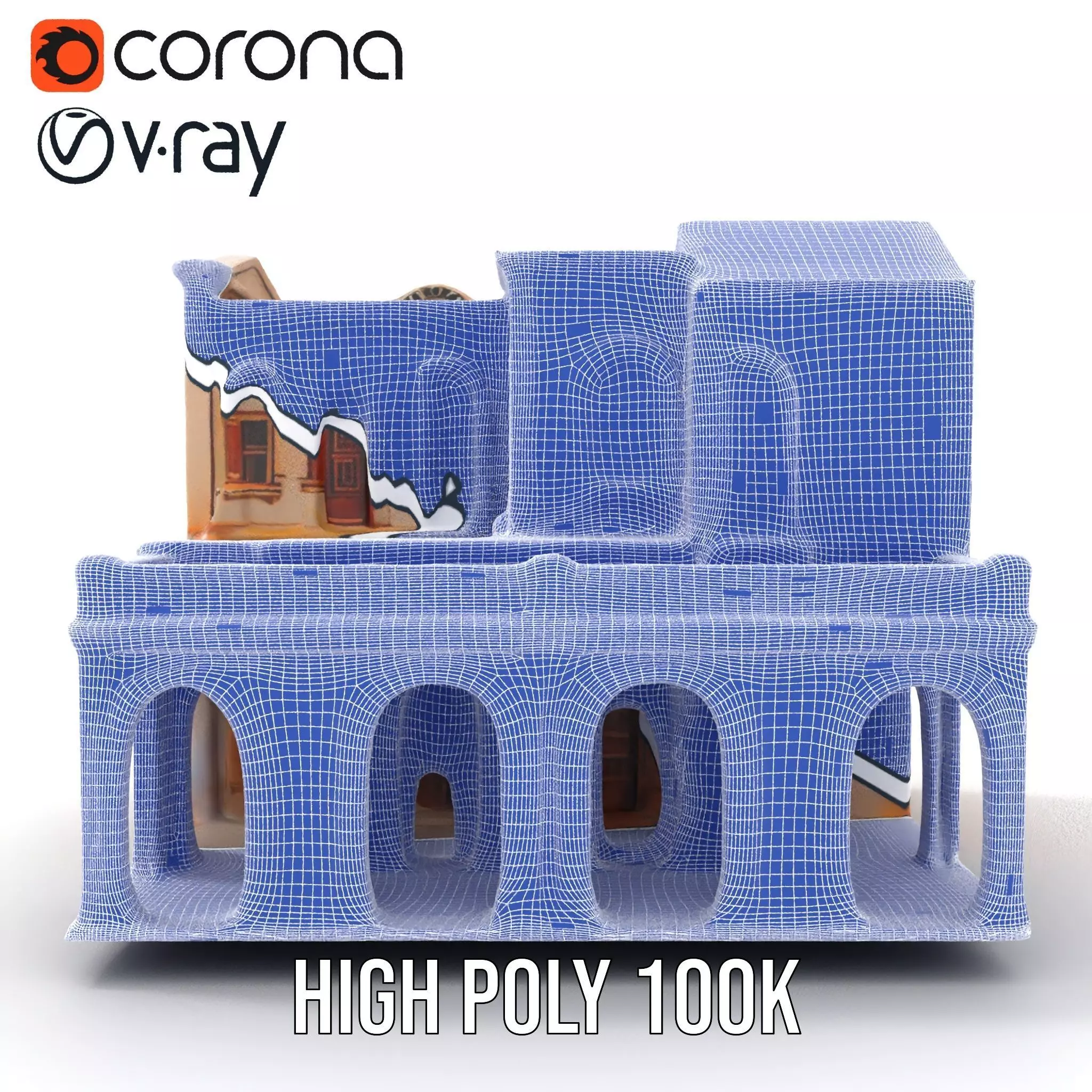 Mediterranean Villa model pack Low-poly 3D model_32