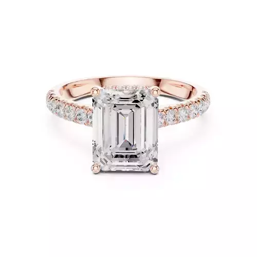 Emerald Cut Hidden Halo Pave Diamond Bridge Ring 3DM STL Video