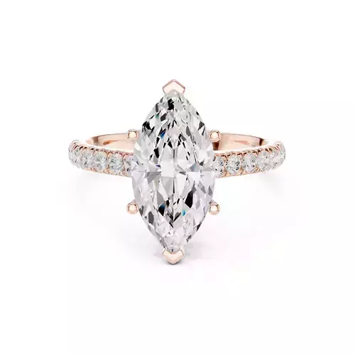 Marquise Cut Hidden Halo Pave Diamond Wedding Ring 3DM STL Video