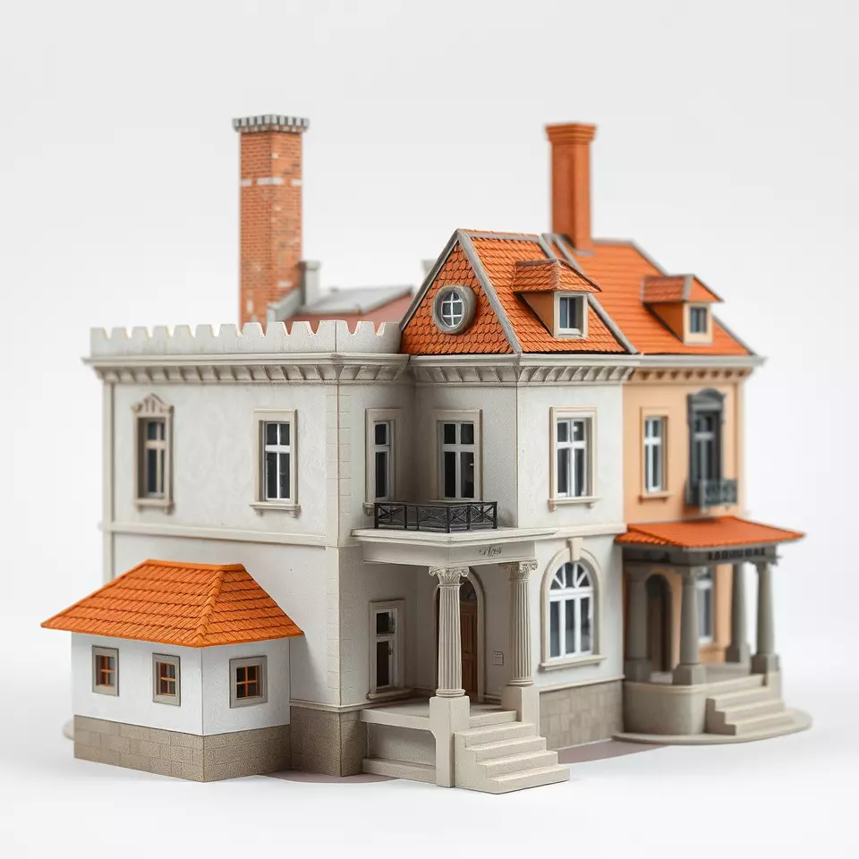 Classic Victorian House model pack Low-poly 3D model_3