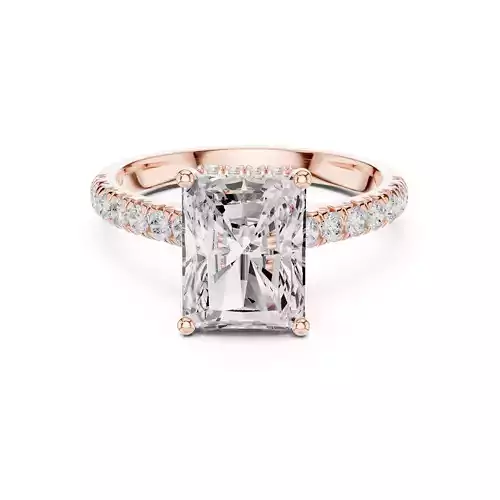 Radiant Cut Hidden Halo Pave Diamond On Bridge Ring File Video 3D print model Radiant Cut Hidden Halo Pave Diamond On Bridge Ring File Video 3D print model