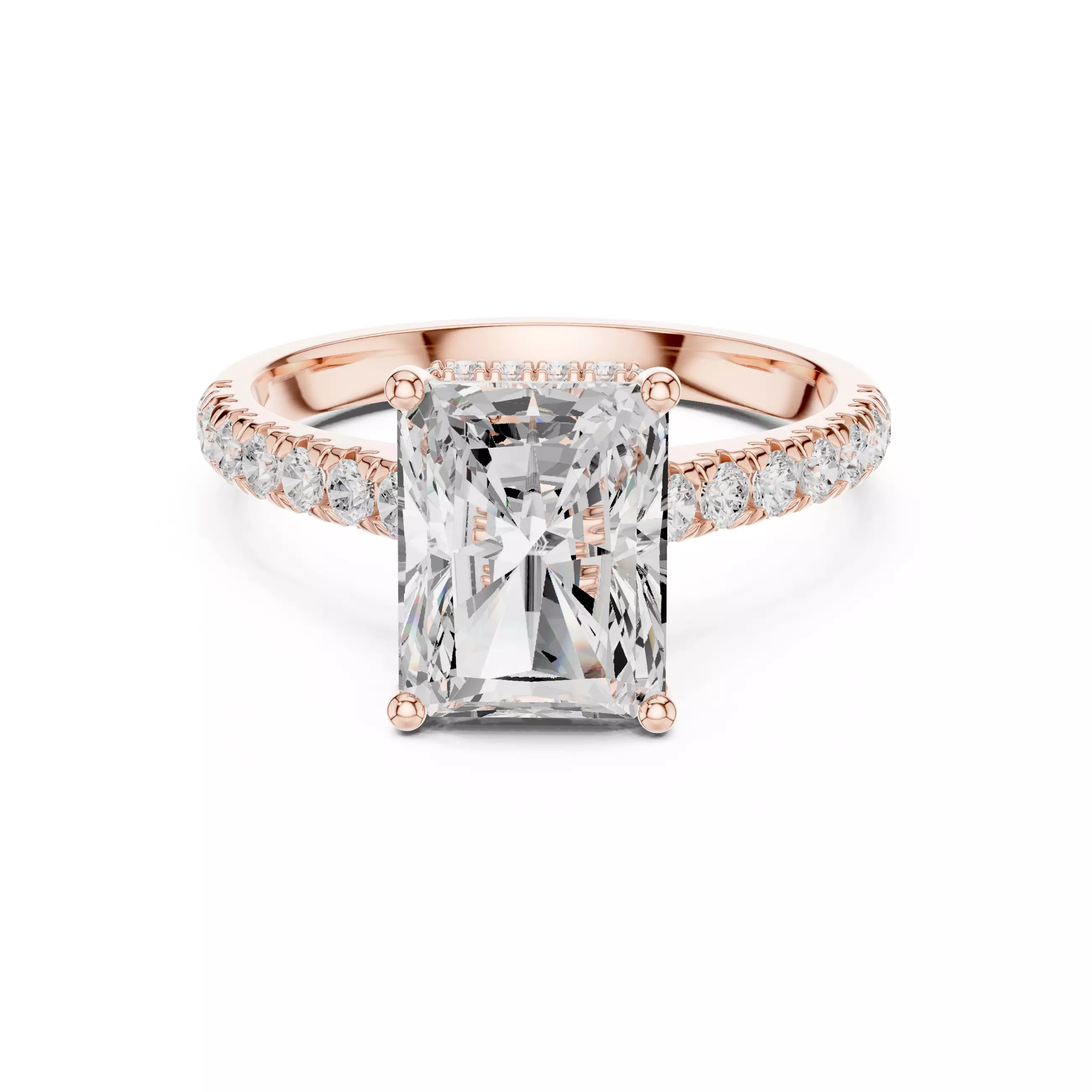 Radiant Cut Hidden Halo Pave Diamond On Bridge Ring File Video 3D print model_0