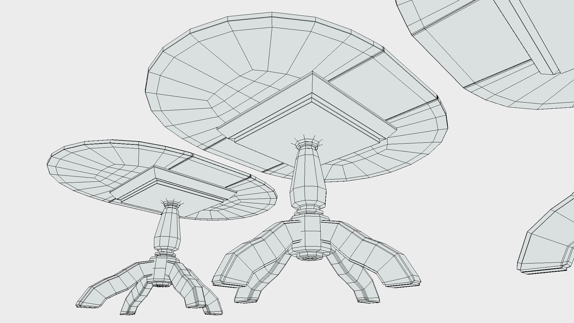 Classic Wooden Table Low-poly 3D model_6