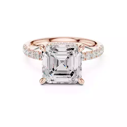4CT Asscher Cut Double Hidden Halo Engagement Ring 3DM STL Video 3D print model