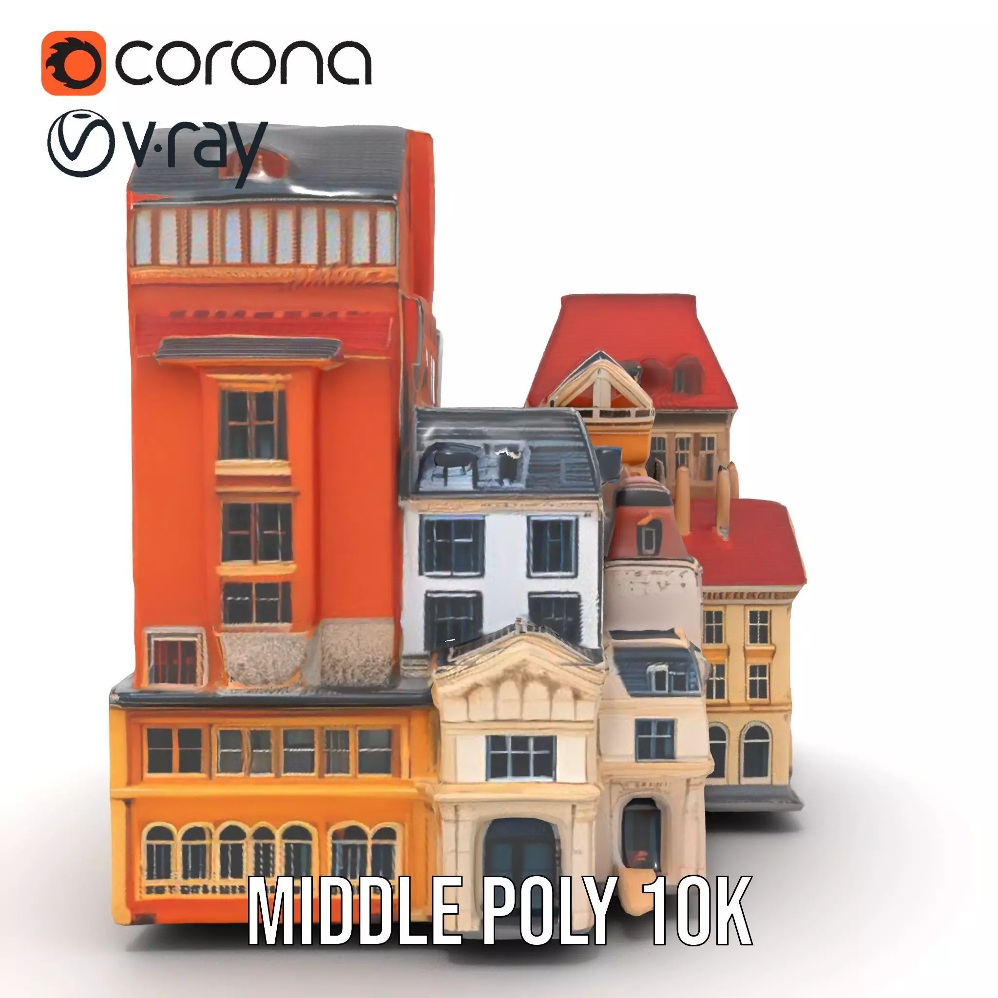 European Vintage Buildings model pack Low-poly 3D model_14