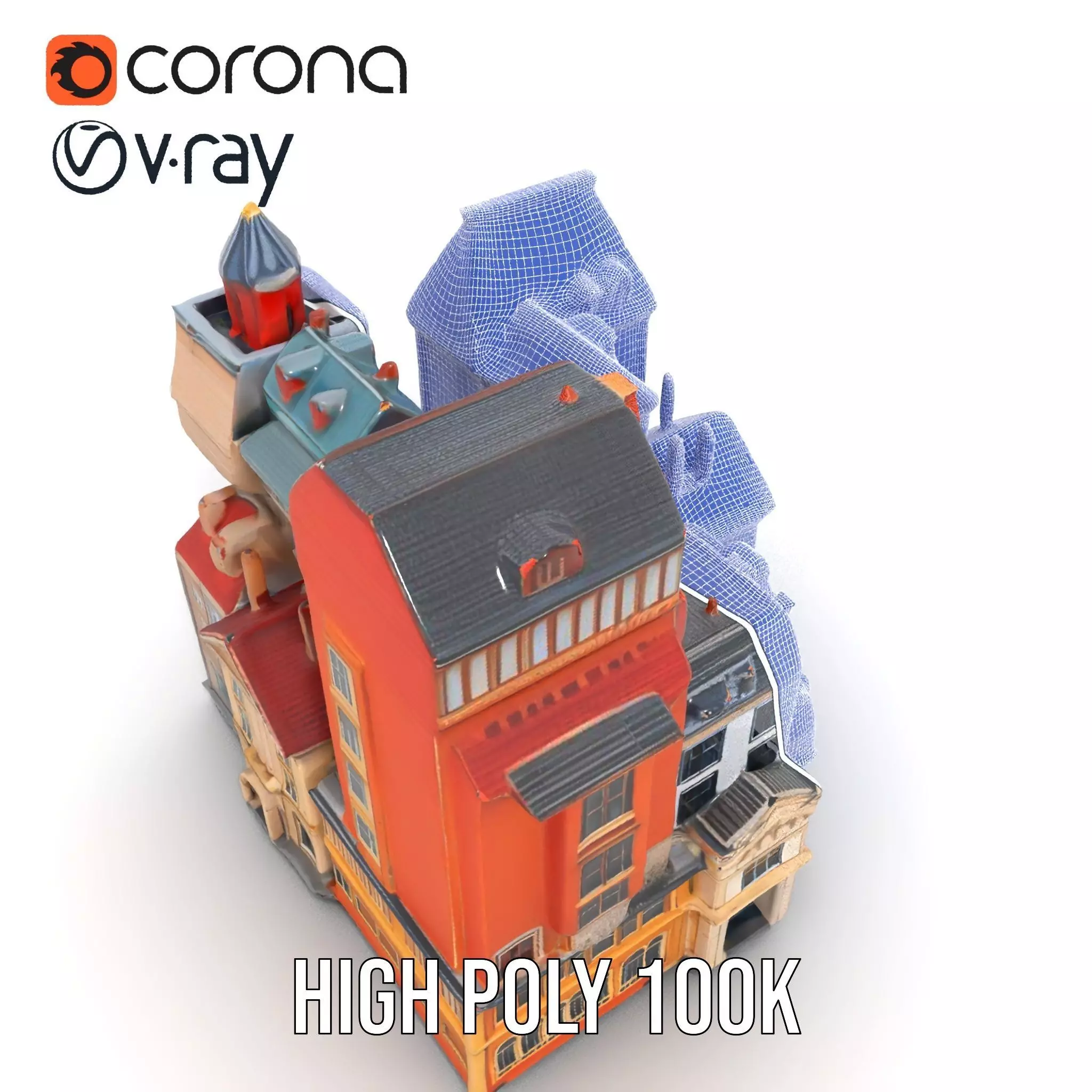 European Vintage Buildings model pack Low-poly 3D model_34