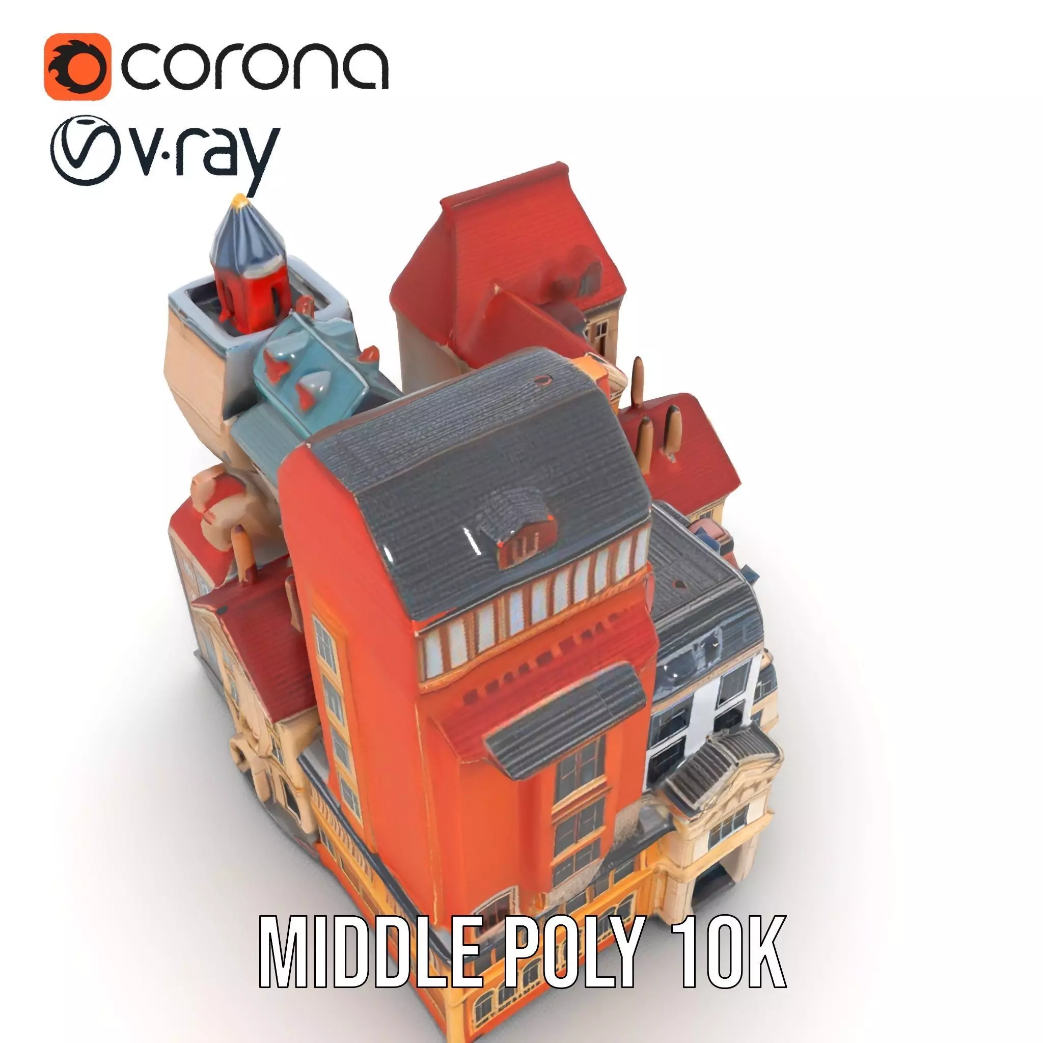 European Vintage Buildings model pack Low-poly 3D model_12