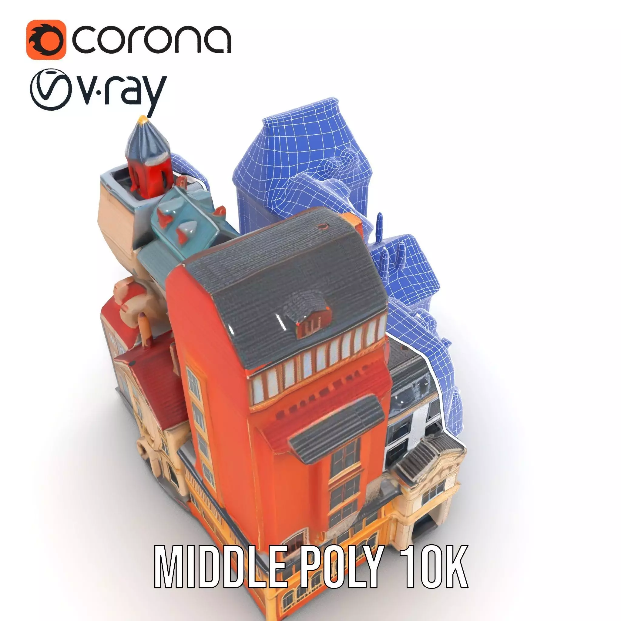 European Vintage Buildings model pack Low-poly 3D model_24