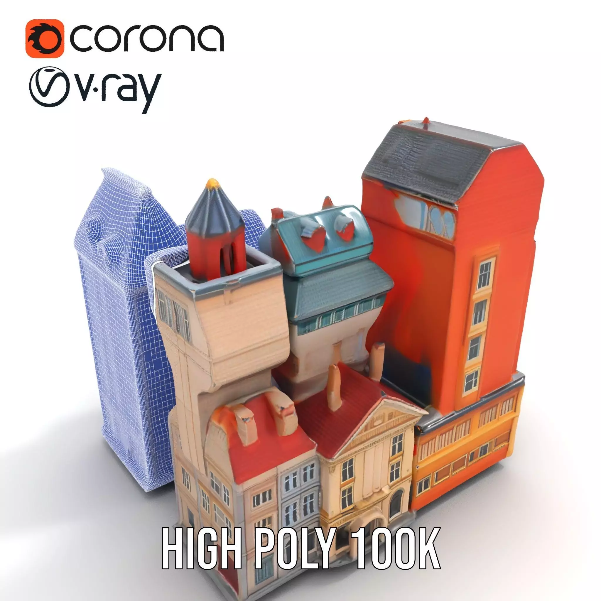 European Vintage Buildings model pack Low-poly 3D model_32