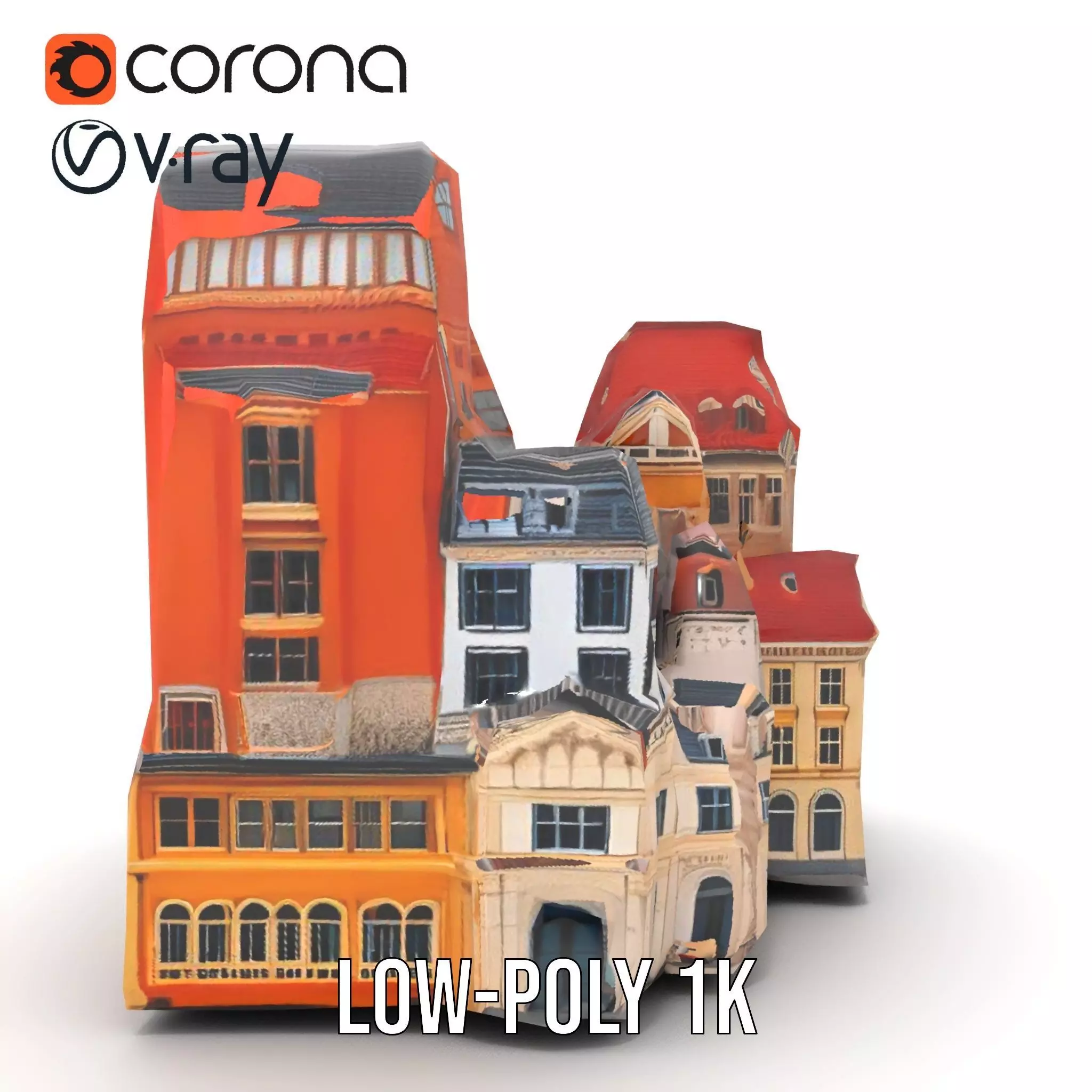 European Vintage Buildings model pack Low-poly 3D model_13