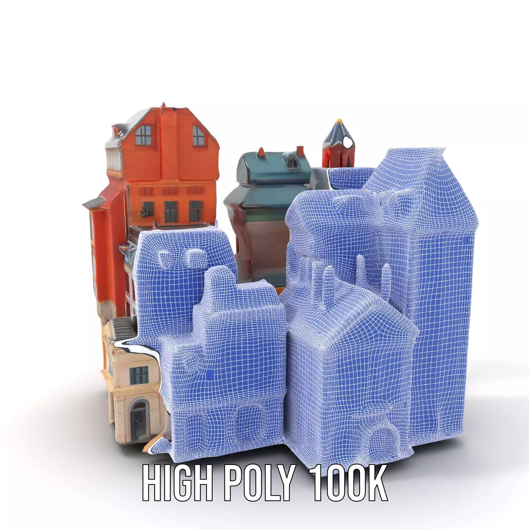 European Vintage Buildings model pack Low-poly 3D model_5