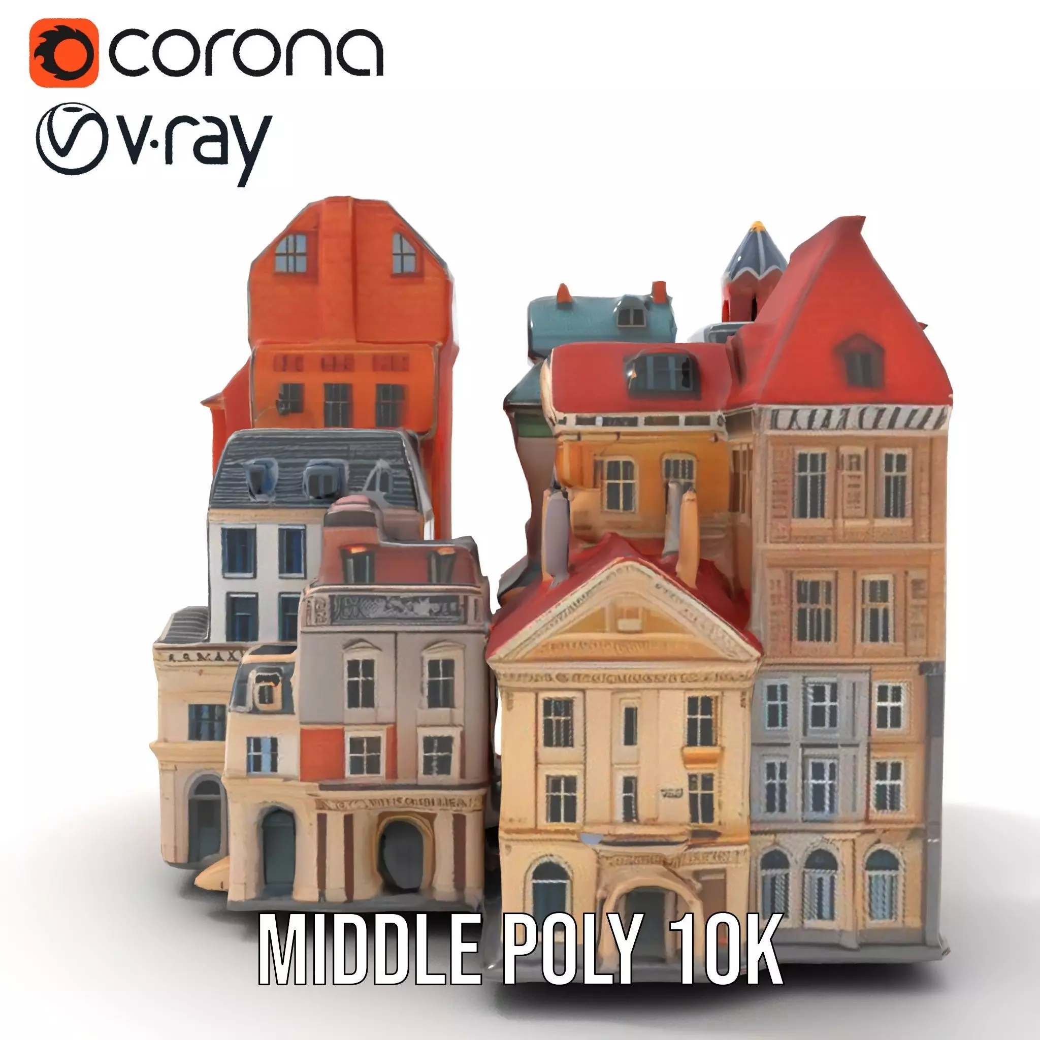 European Vintage Buildings model pack Low-poly 3D model_16