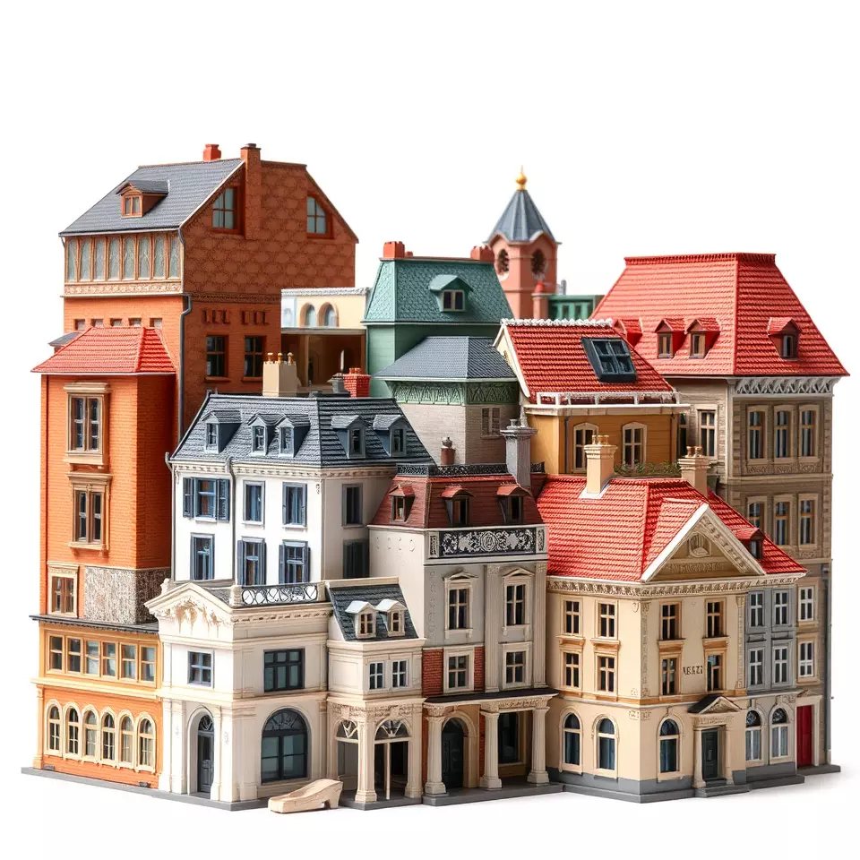 European Vintage Buildings model pack Low-poly 3D model_3