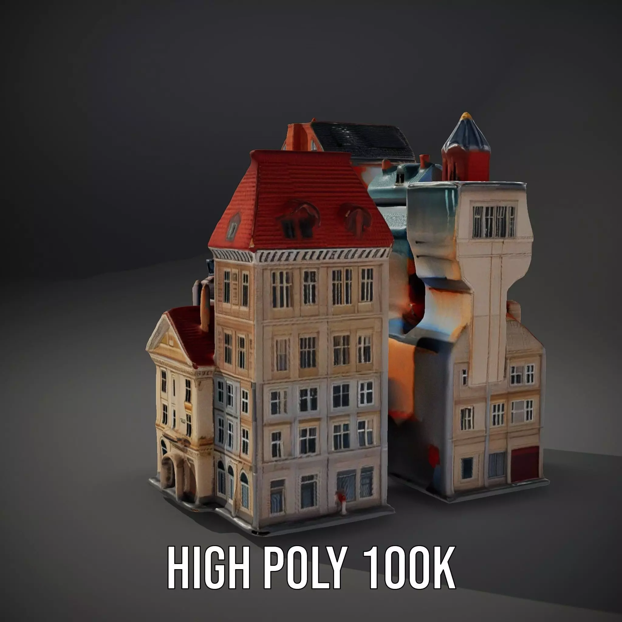 European Vintage Buildings model pack Low-poly 3D model_11