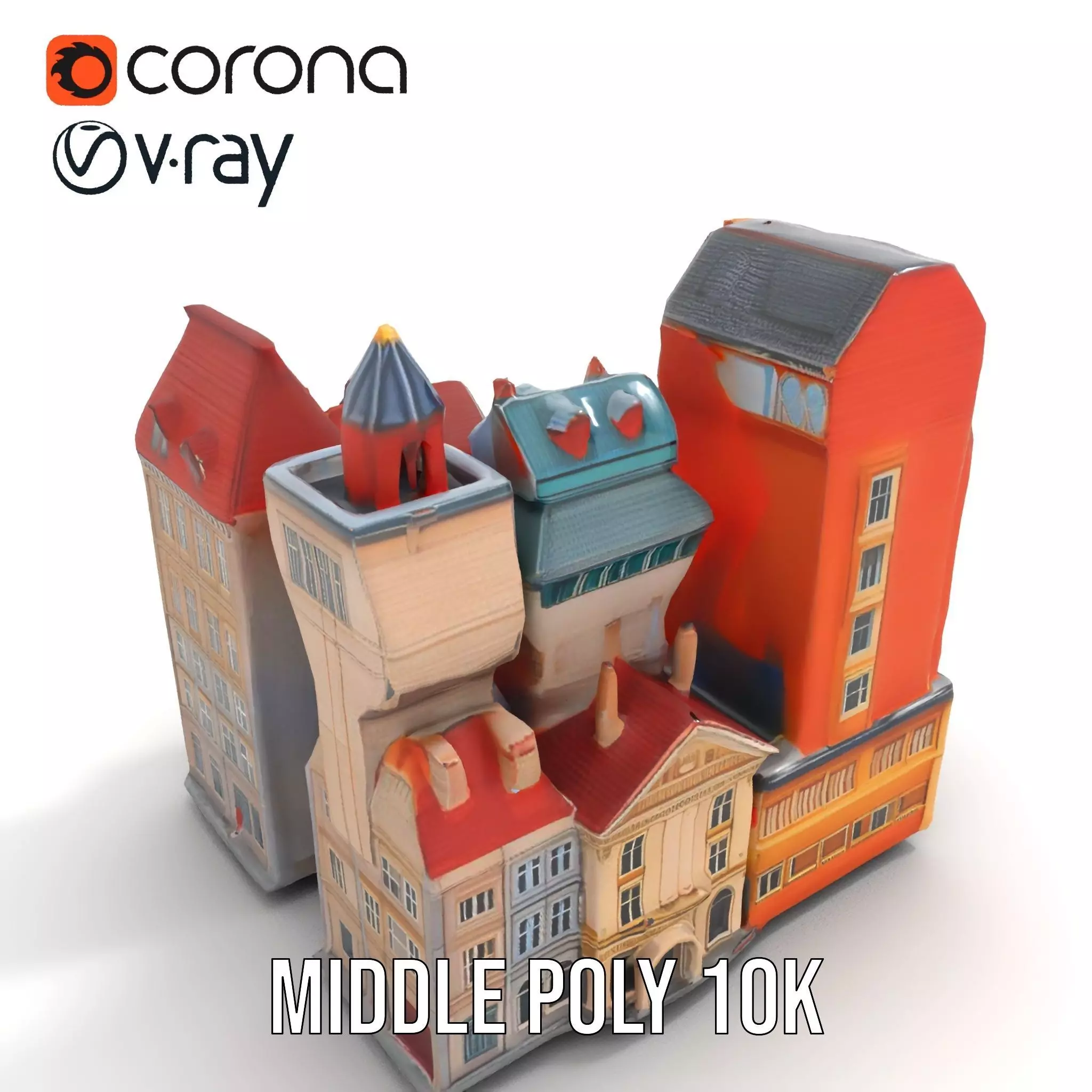 European Vintage Buildings model pack Low-poly 3D model_7