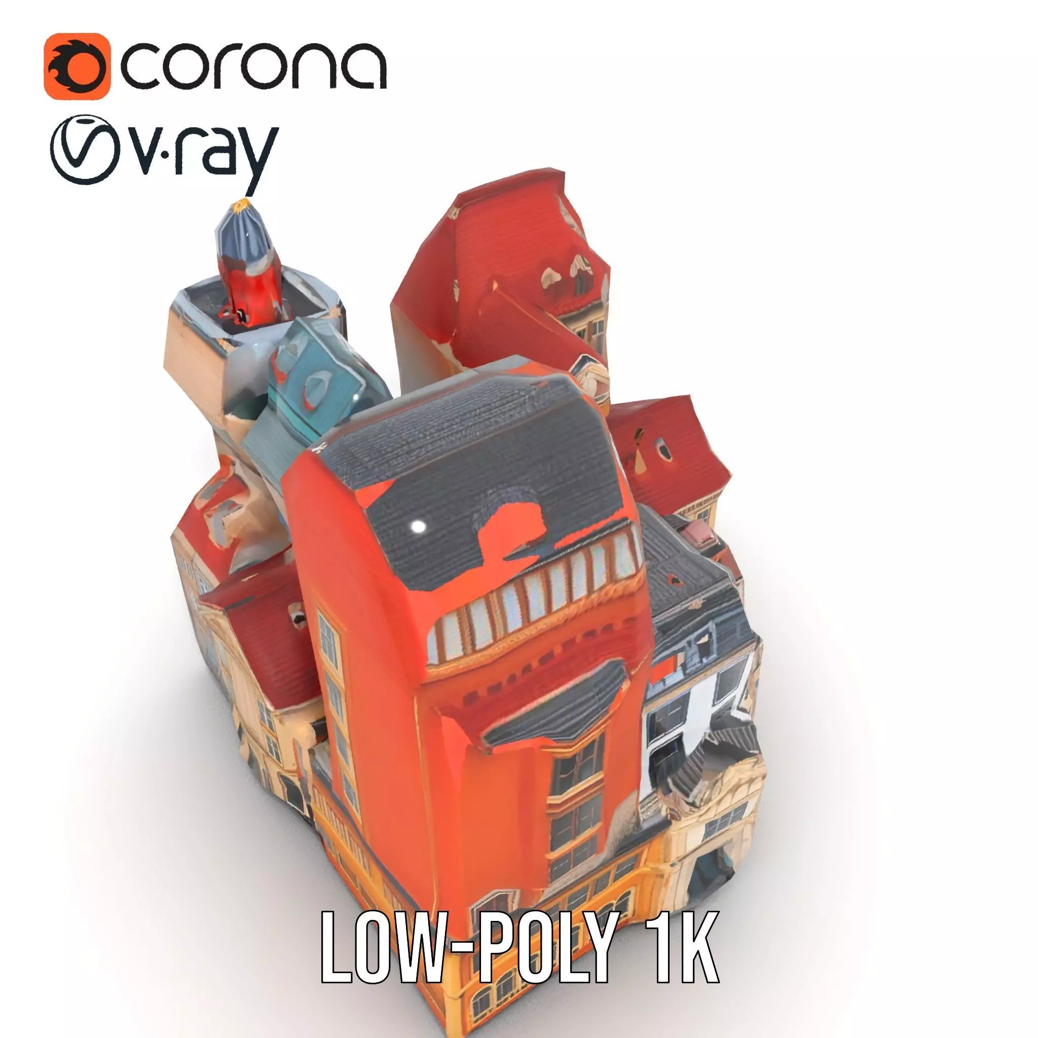 European Vintage Buildings model pack Low-poly 3D model_23