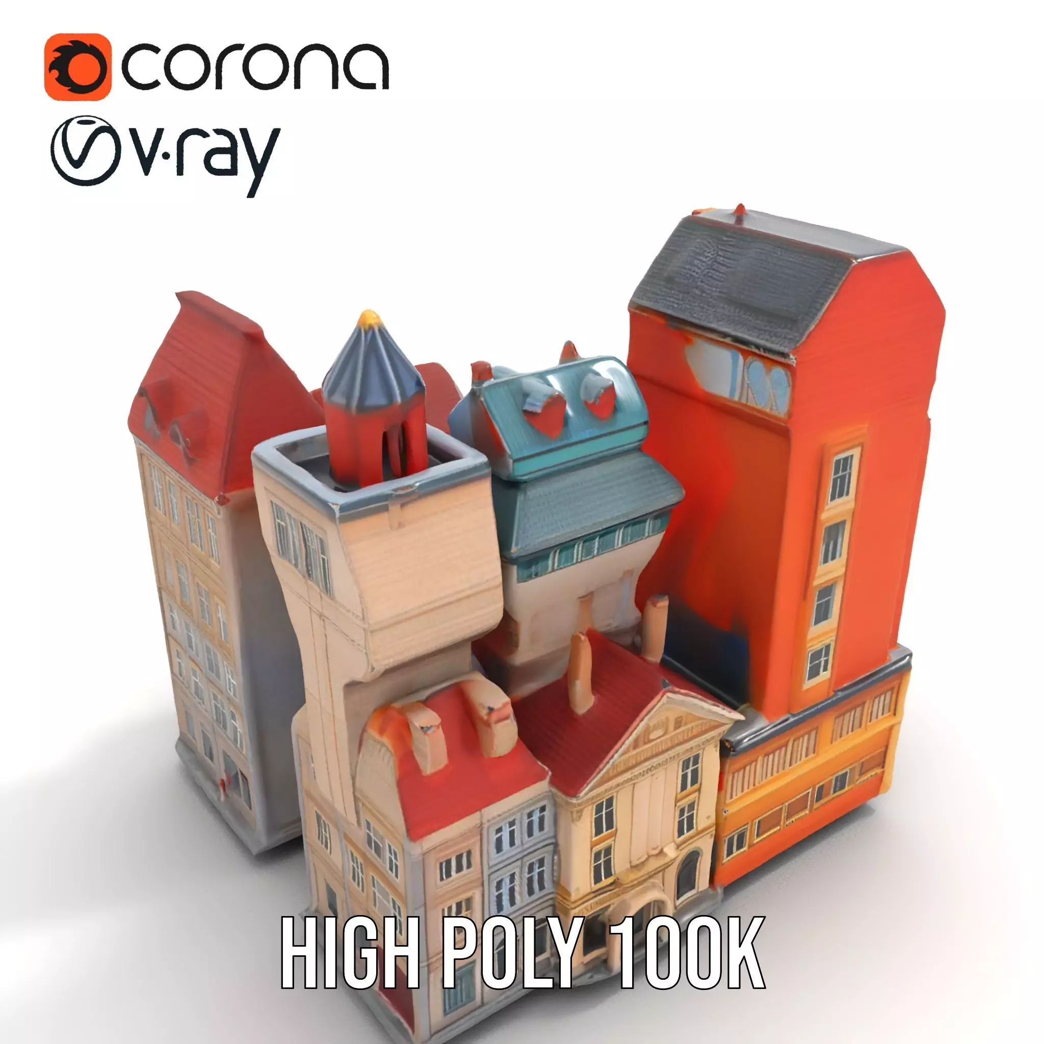 European Vintage Buildings model pack Low-poly 3D model_21