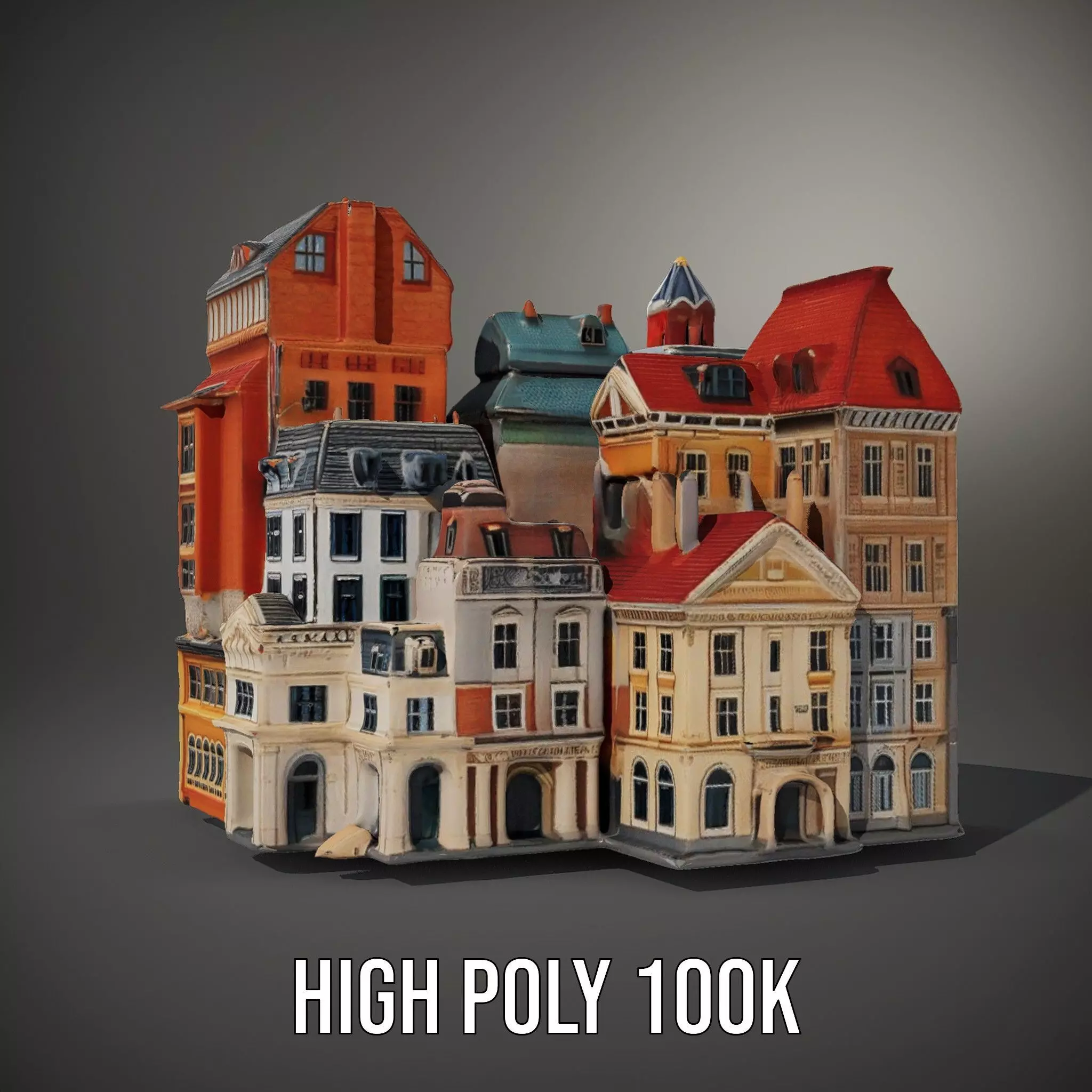 European Vintage Buildings model pack Low-poly 3D model_9