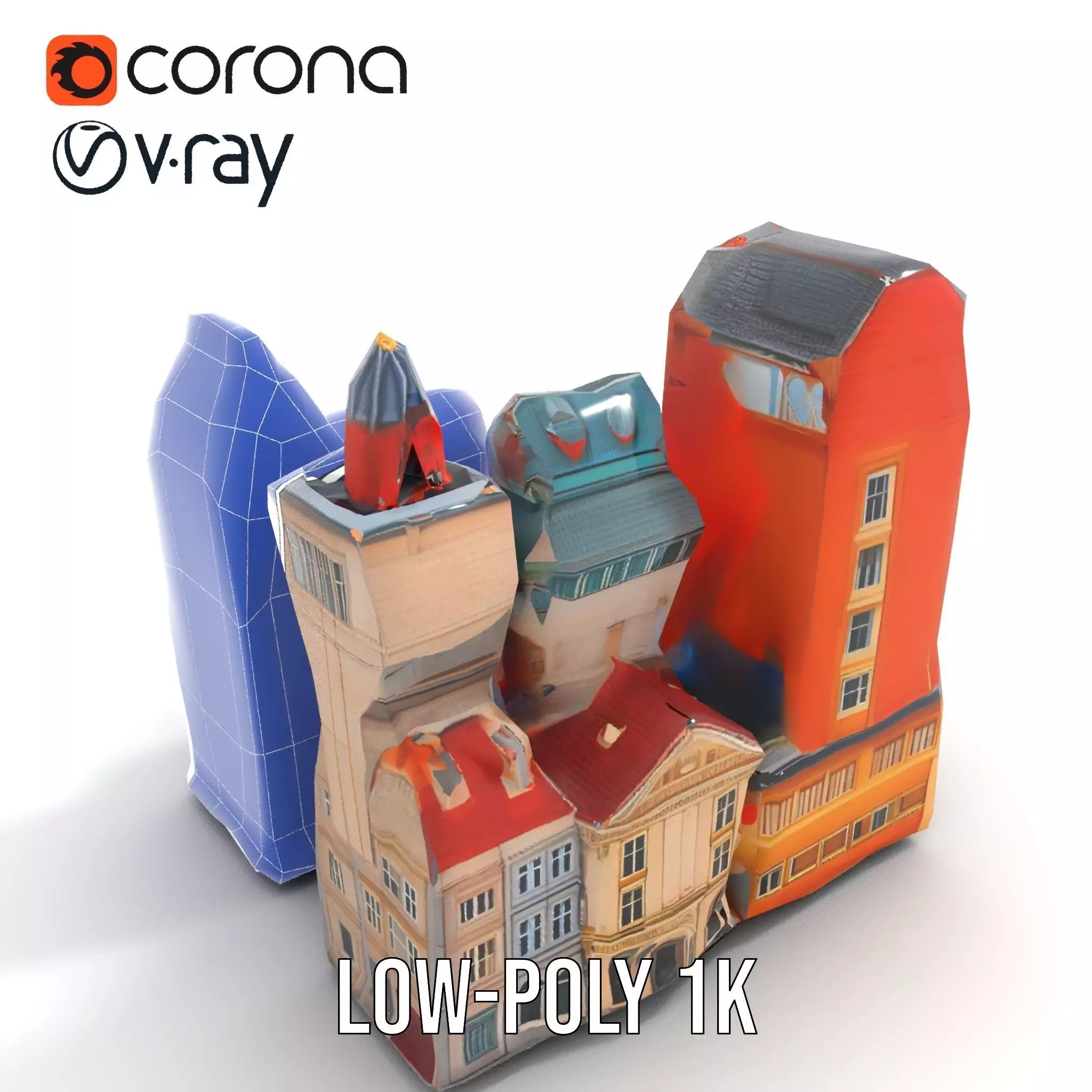 European Vintage Buildings model pack Low-poly 3D model_31