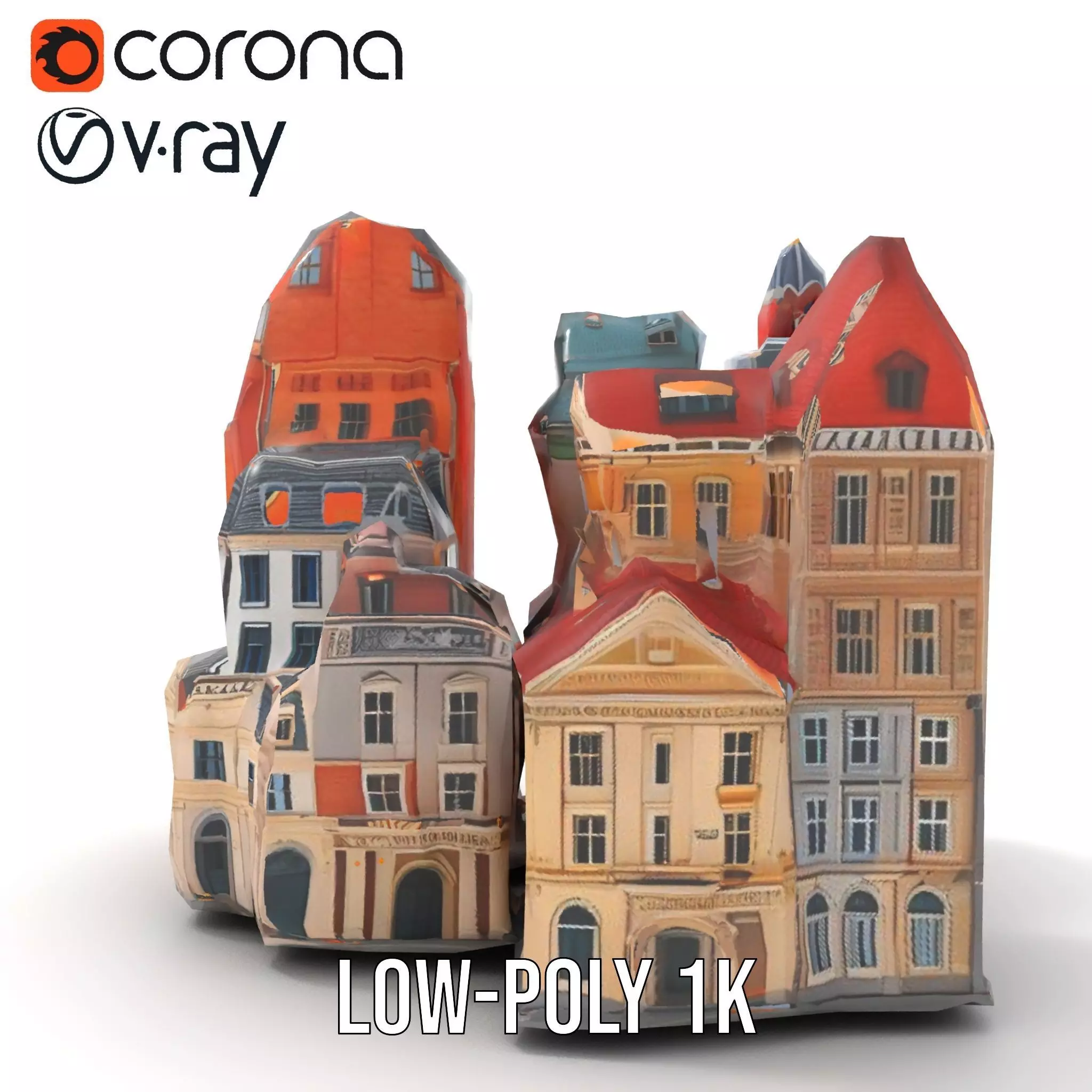 European Vintage Buildings model pack Low-poly 3D model_25