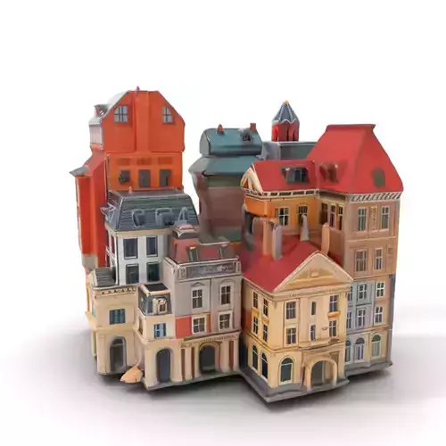 European Vintage Buildings model pack Low-poly 3D model European Vintage Buildings model pack Low-poly 3D model