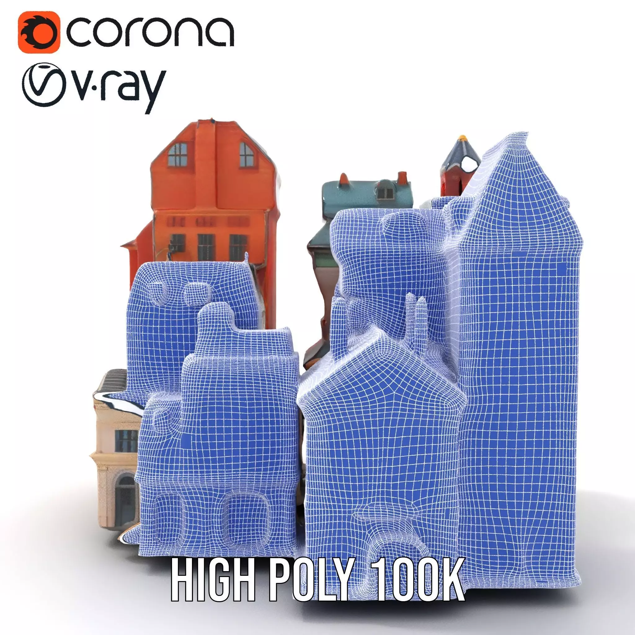 European Vintage Buildings model pack Low-poly 3D model_35