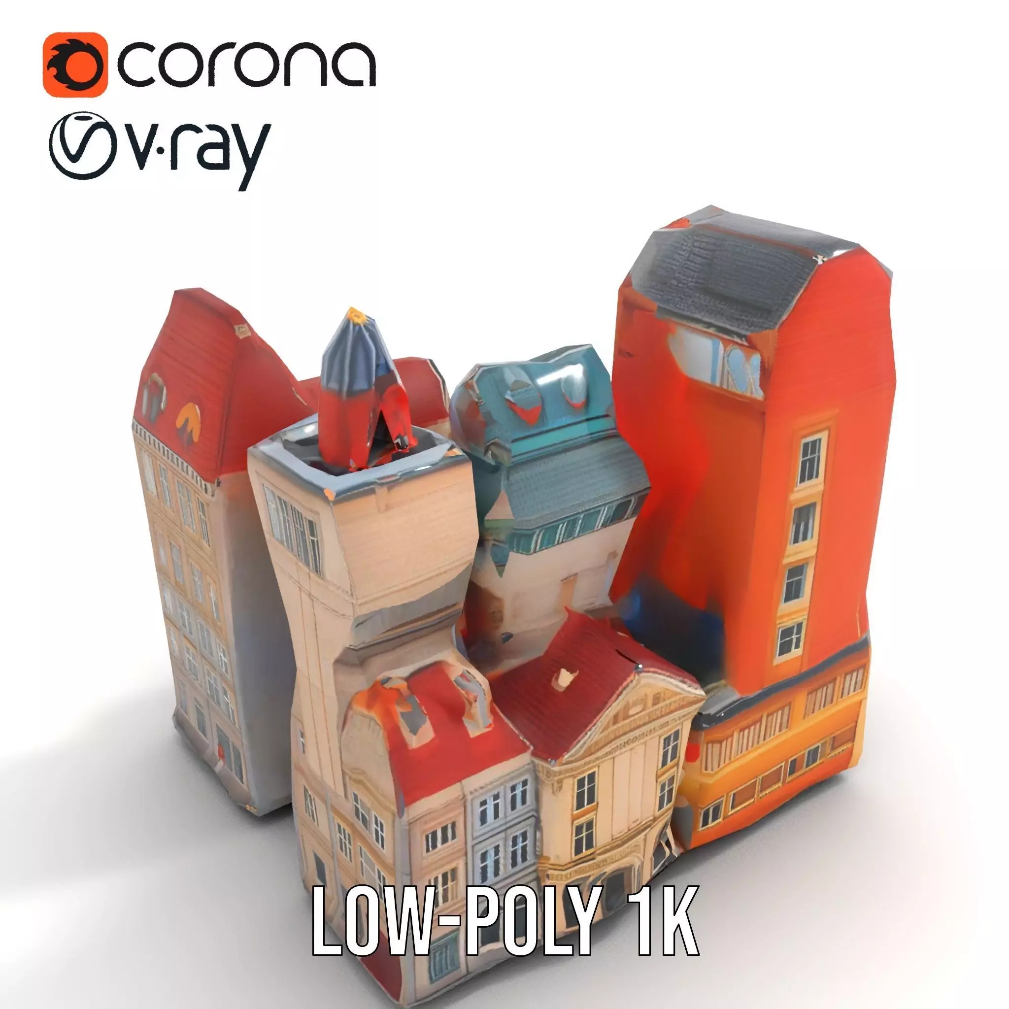 European Vintage Buildings model pack Low-poly 3D model_10