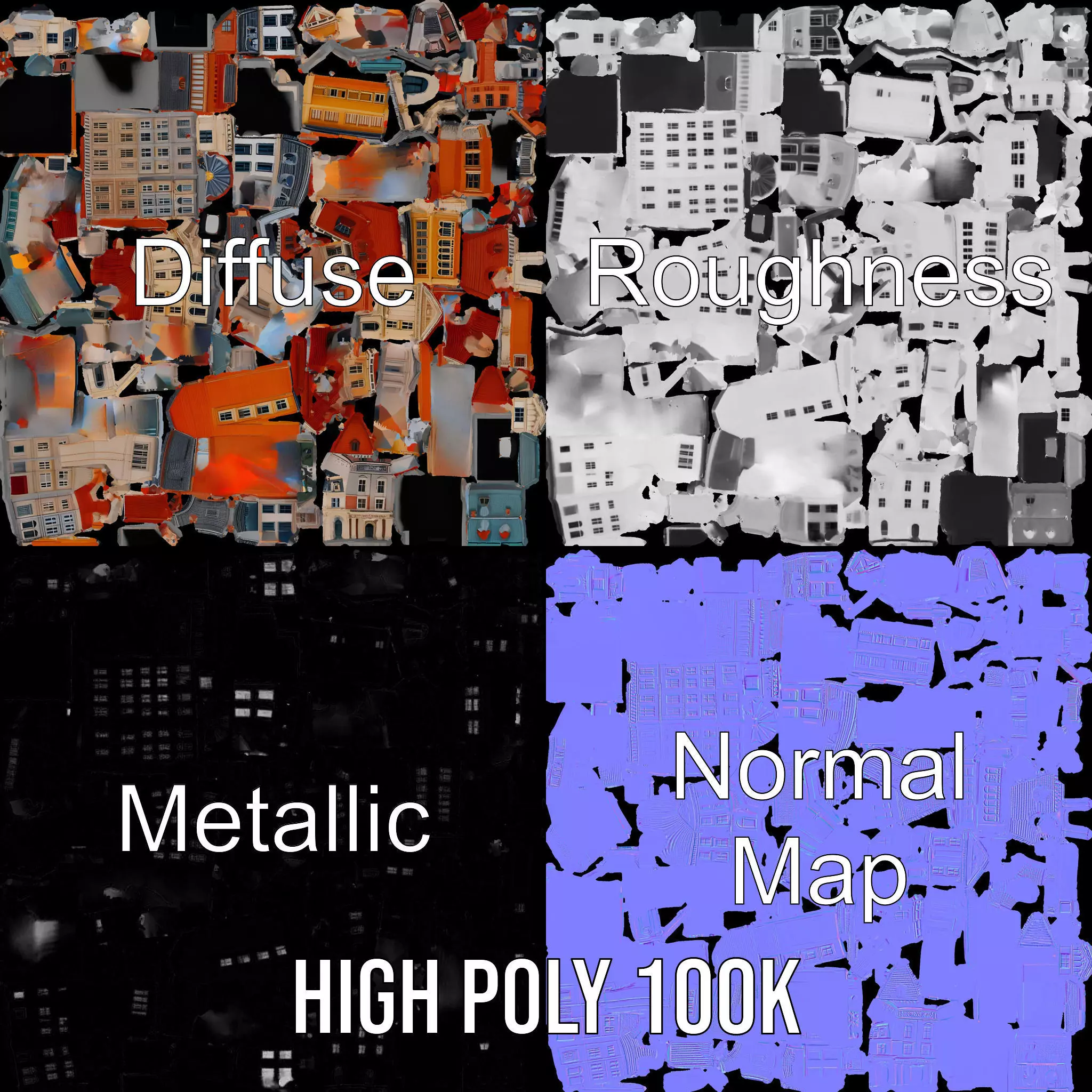 European Vintage Buildings model pack Low-poly 3D model_4