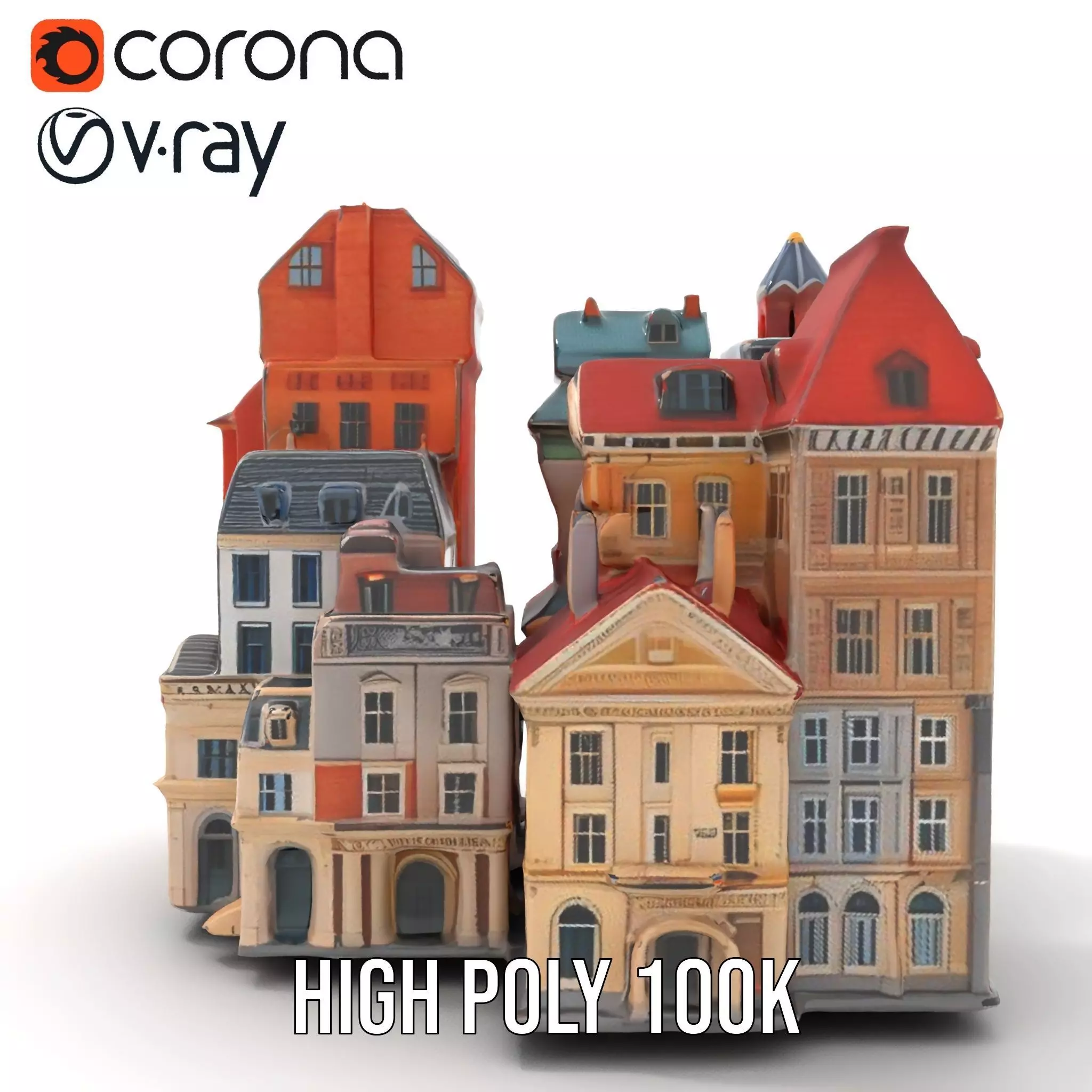 European Vintage Buildings model pack Low-poly 3D model_18